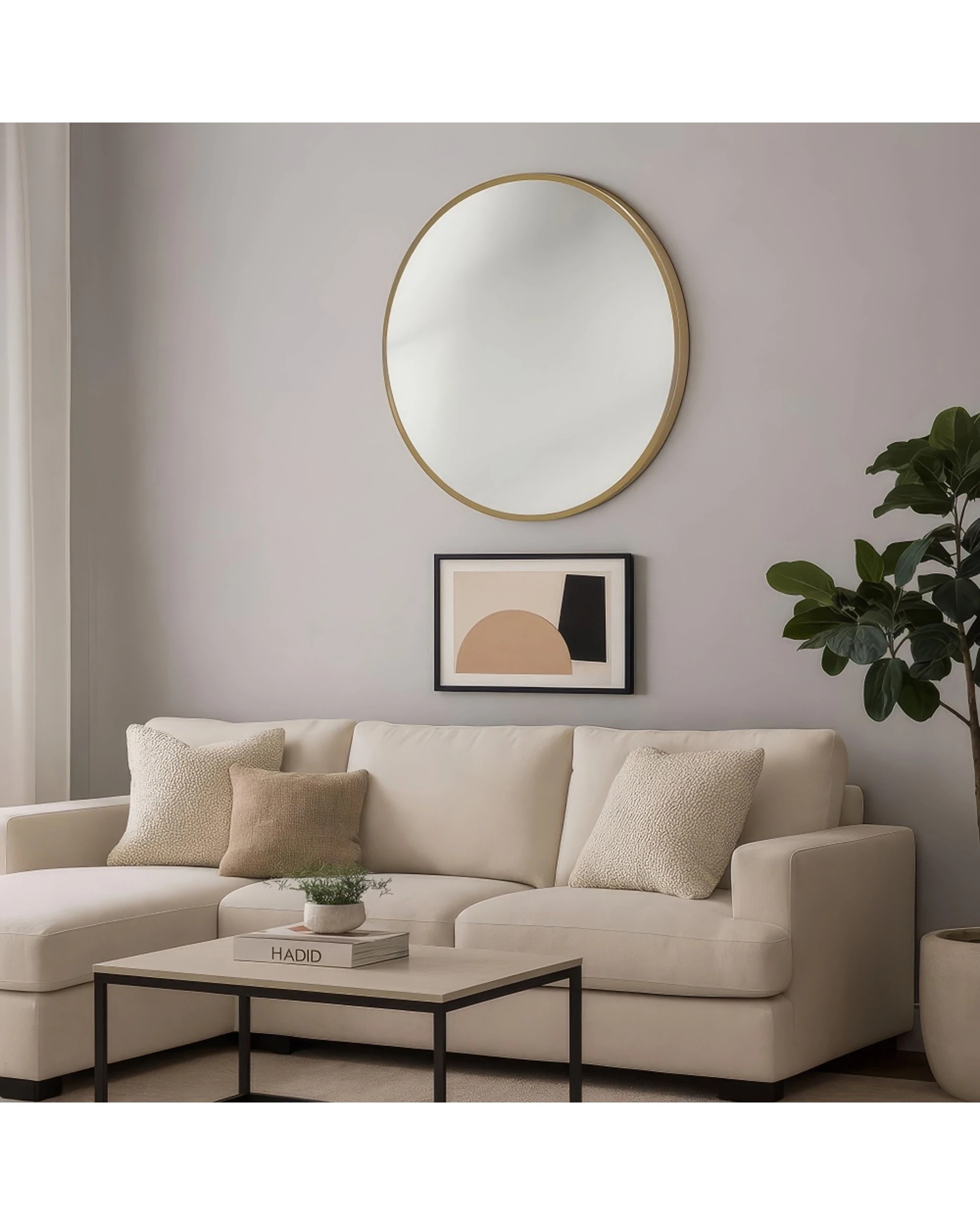 5 Urban Style Reflections Round Mirror Contemporary Home Decor 80cm - Gold, 5 of 9