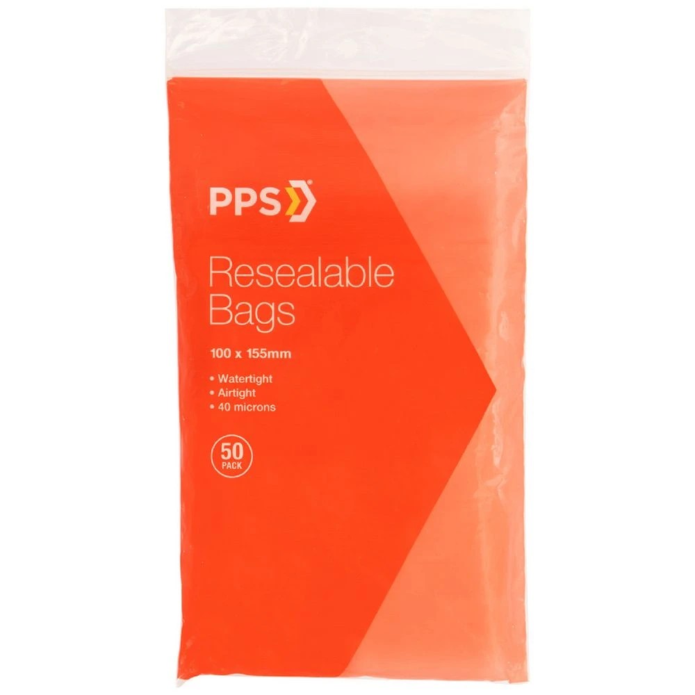 1 PPS 100 x 155mm Resealable Bags 50 Pack, 1 of 3