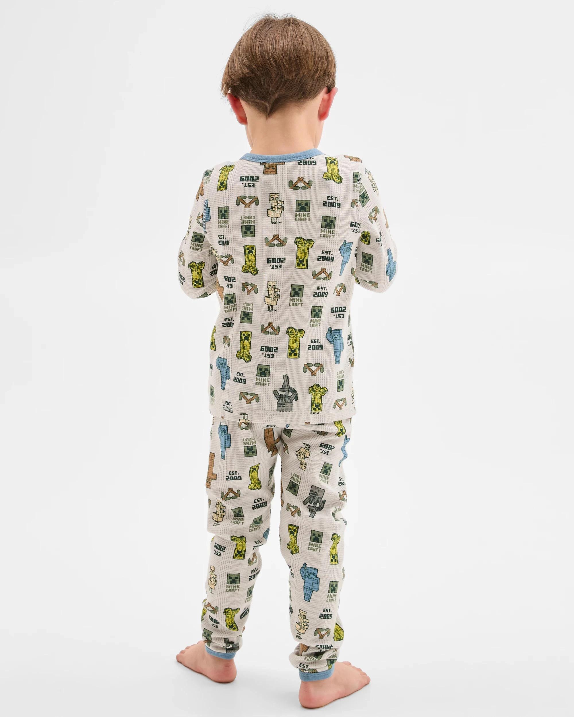 4 Minecraft Australian Cotton Younger Boys Waffle Pyjama Set MINECRAFT, 4 of 7