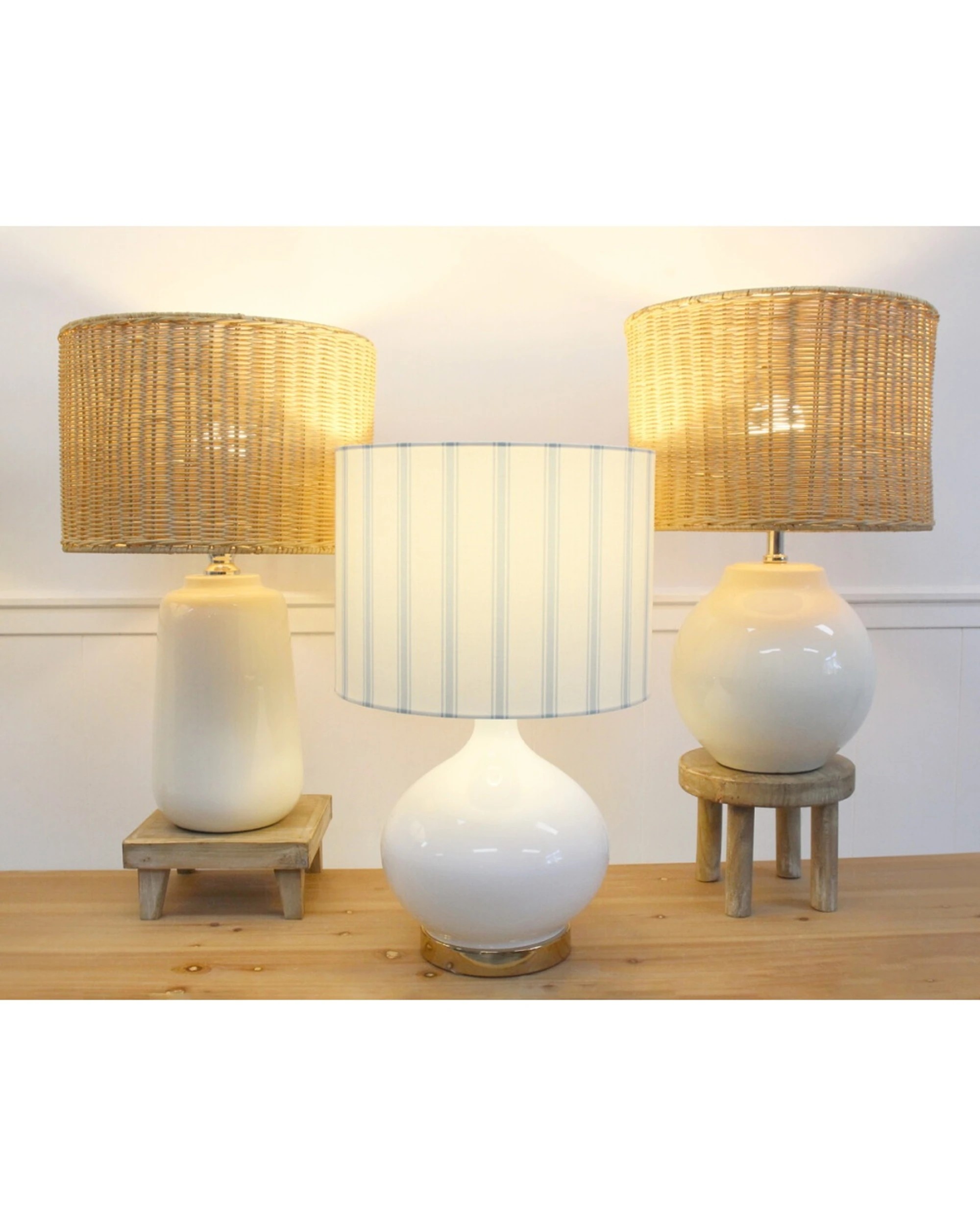 2 LVD Ceramic Base Cayman Woven Rattan Shade Table Lamp Organic Coastal Vibe Elegant Indoor Lighting - Multi, 2 of 3