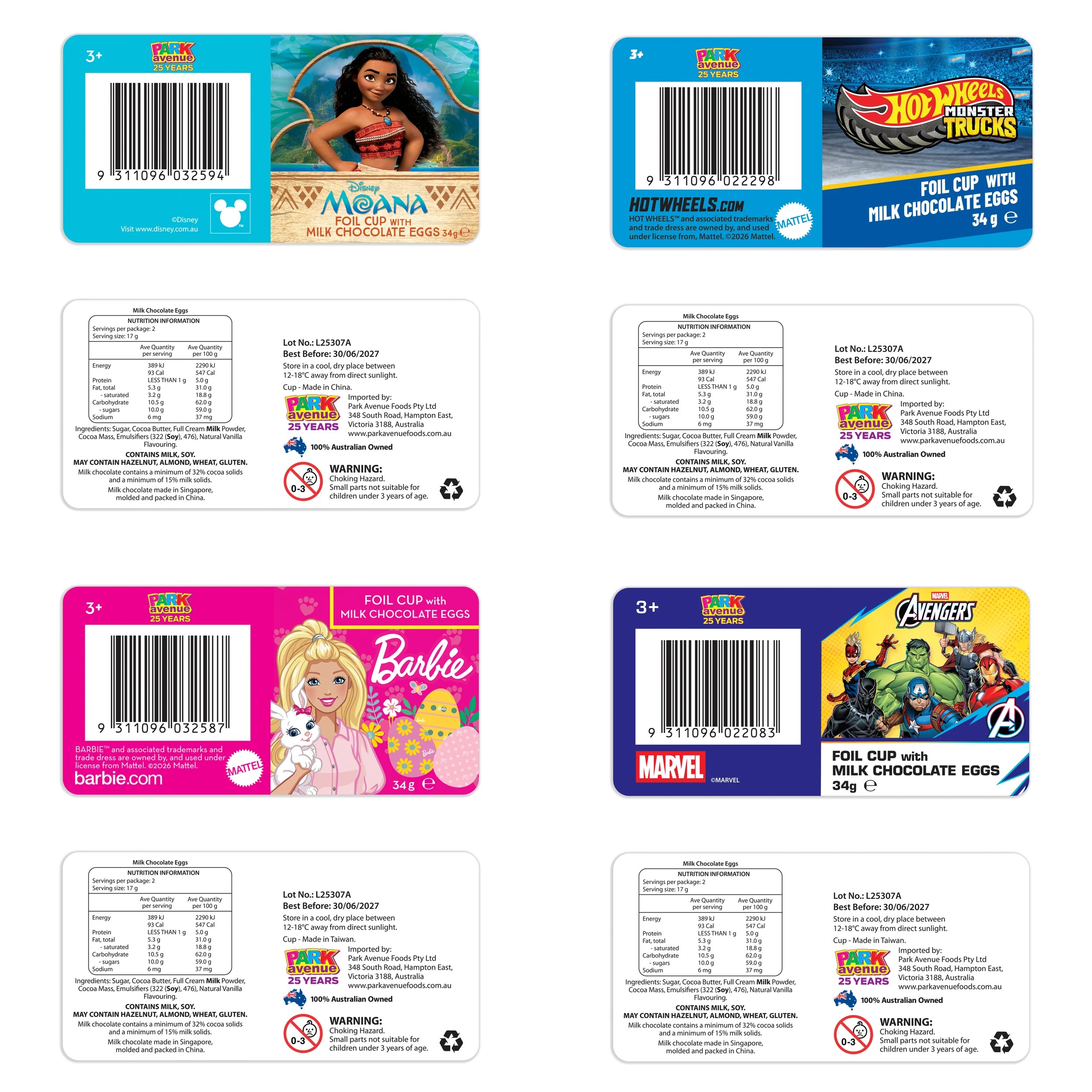 7 Foil Cup with Milk Chocolate Eggs 34g - Assorted, 7 of 7