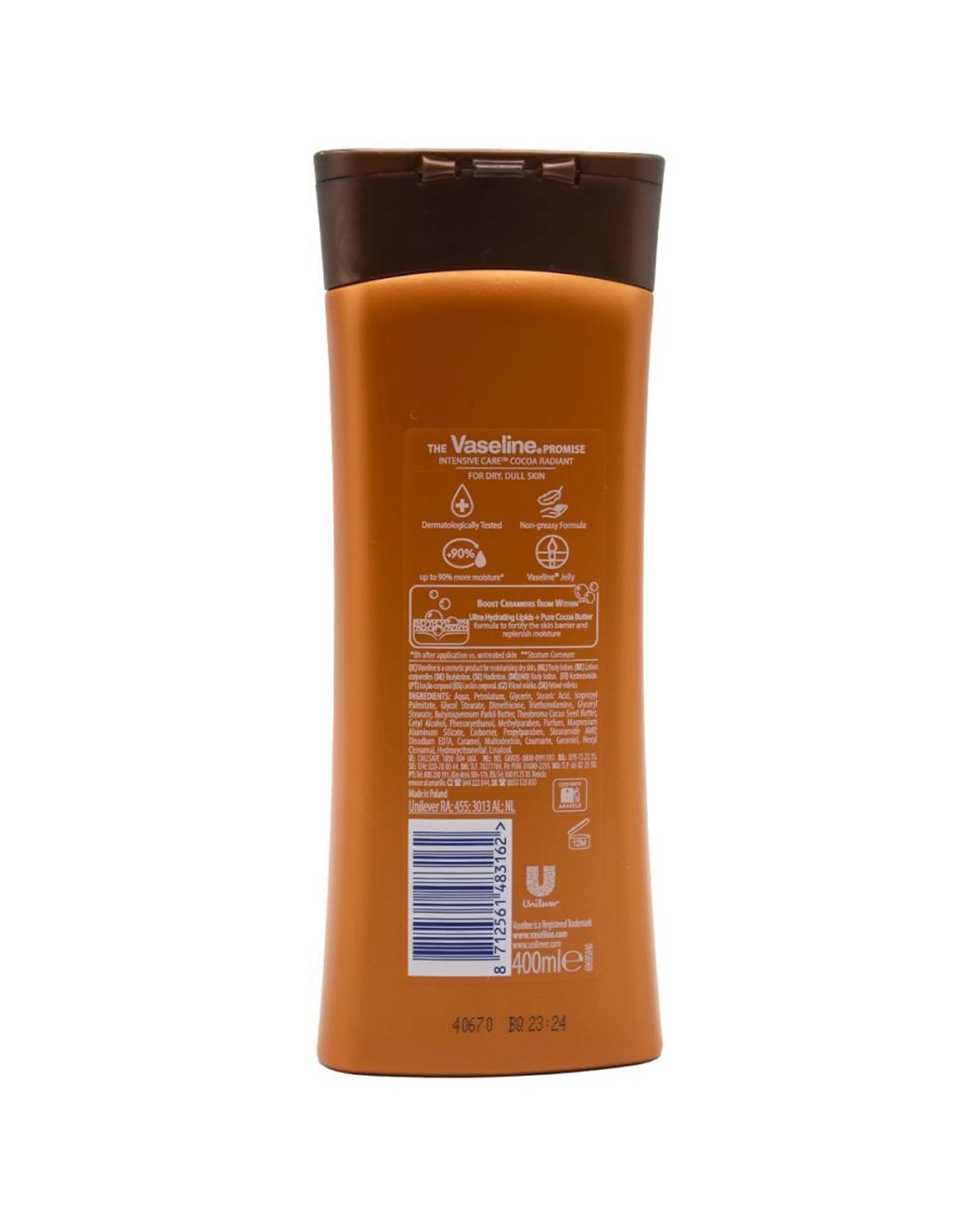 3 Vaseline Intensive Care Body Lotion Cocoa Radiant For Dry Skin 6PK 400ml - Brown, 3 of 3