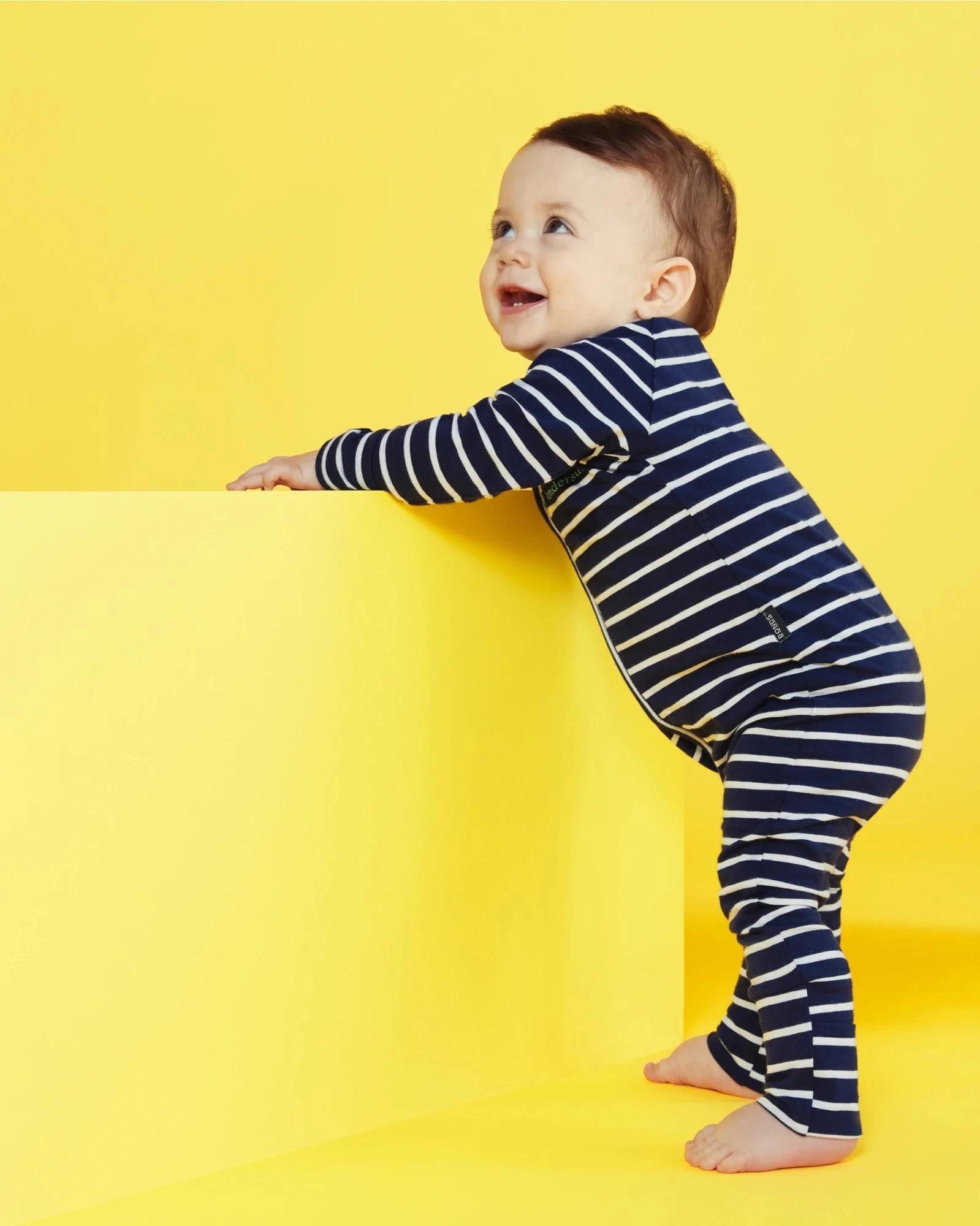 1 Bonds Baby Stripe Zip Wondersuit Coverall NAVY BLUE/WHITE STRIPE, 1 of 5