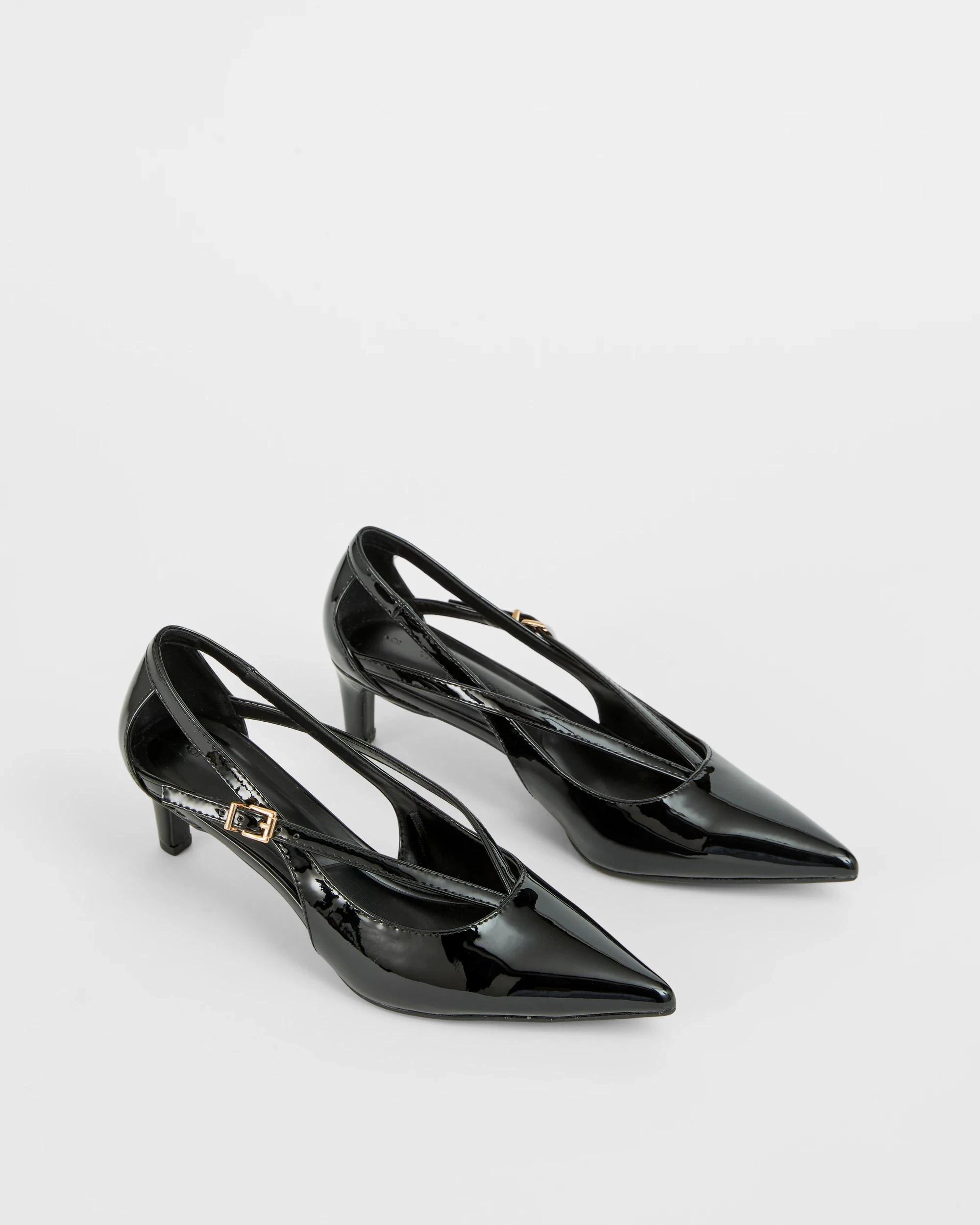 2 Target Woman Closed Back V-Shape Dress Heel PATENT BLACK, 2 of 3