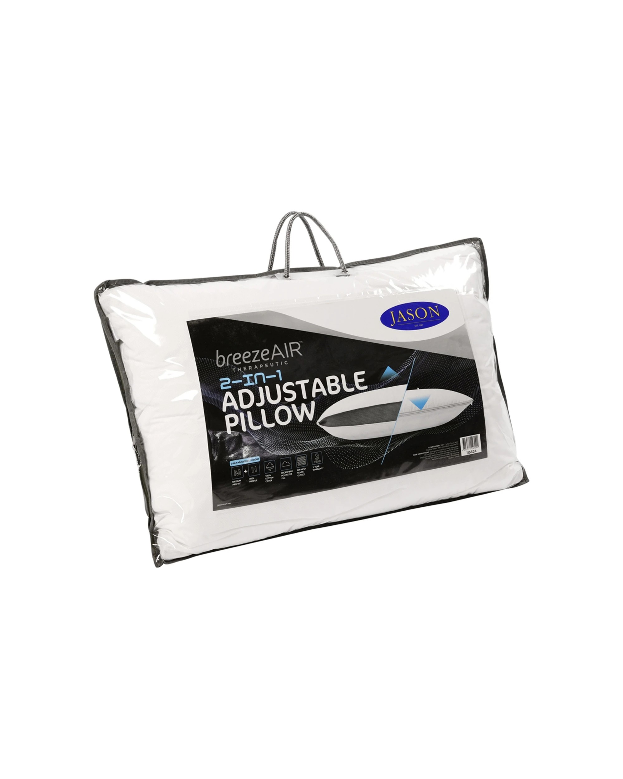 4 Jason Micro-Fibre Breezeair 2-In-1 Adjustable Pillow - White, 4 of 4
