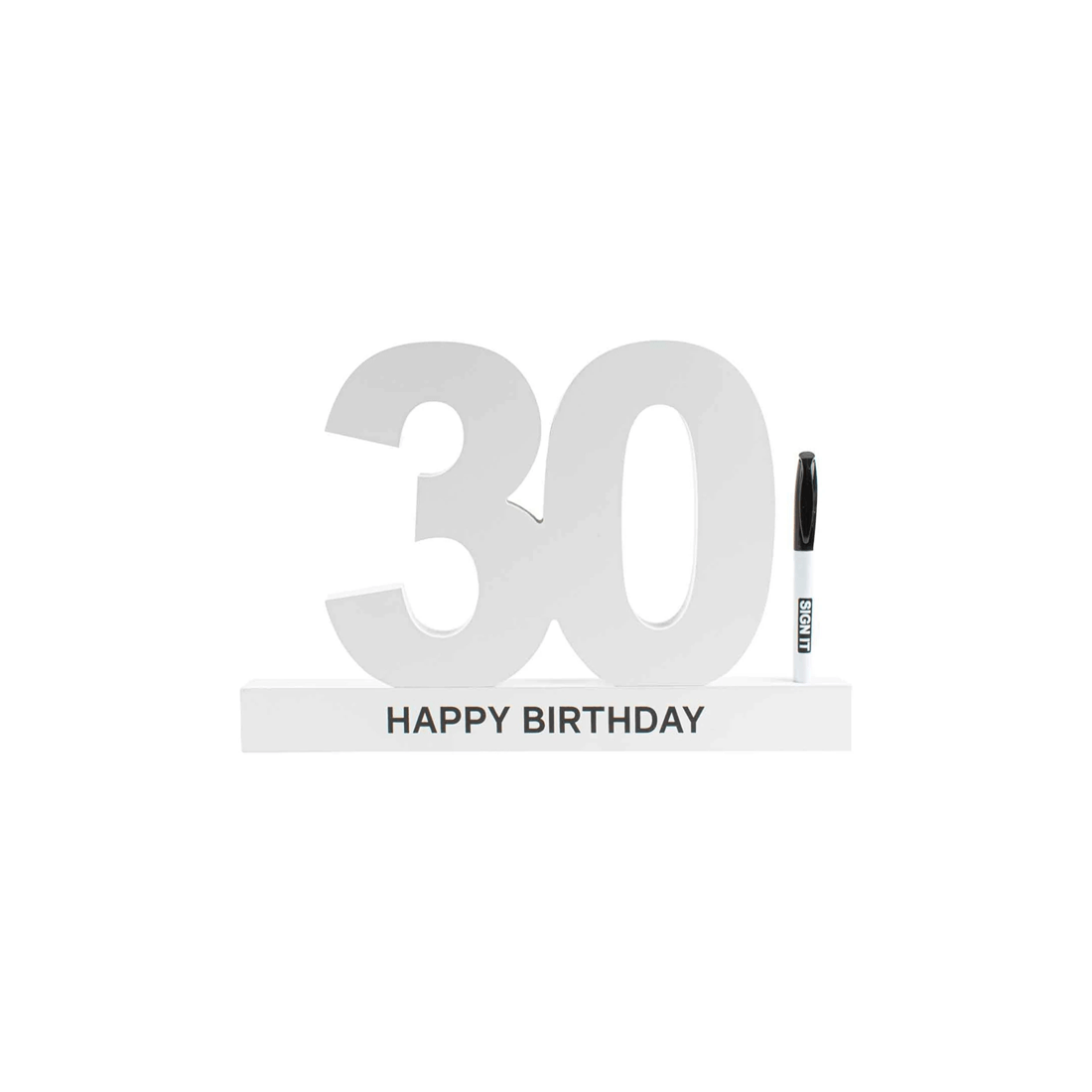 3 30th Birthday Signature Block White With Marker Celebration Message Statue
 - White, 3 of 3