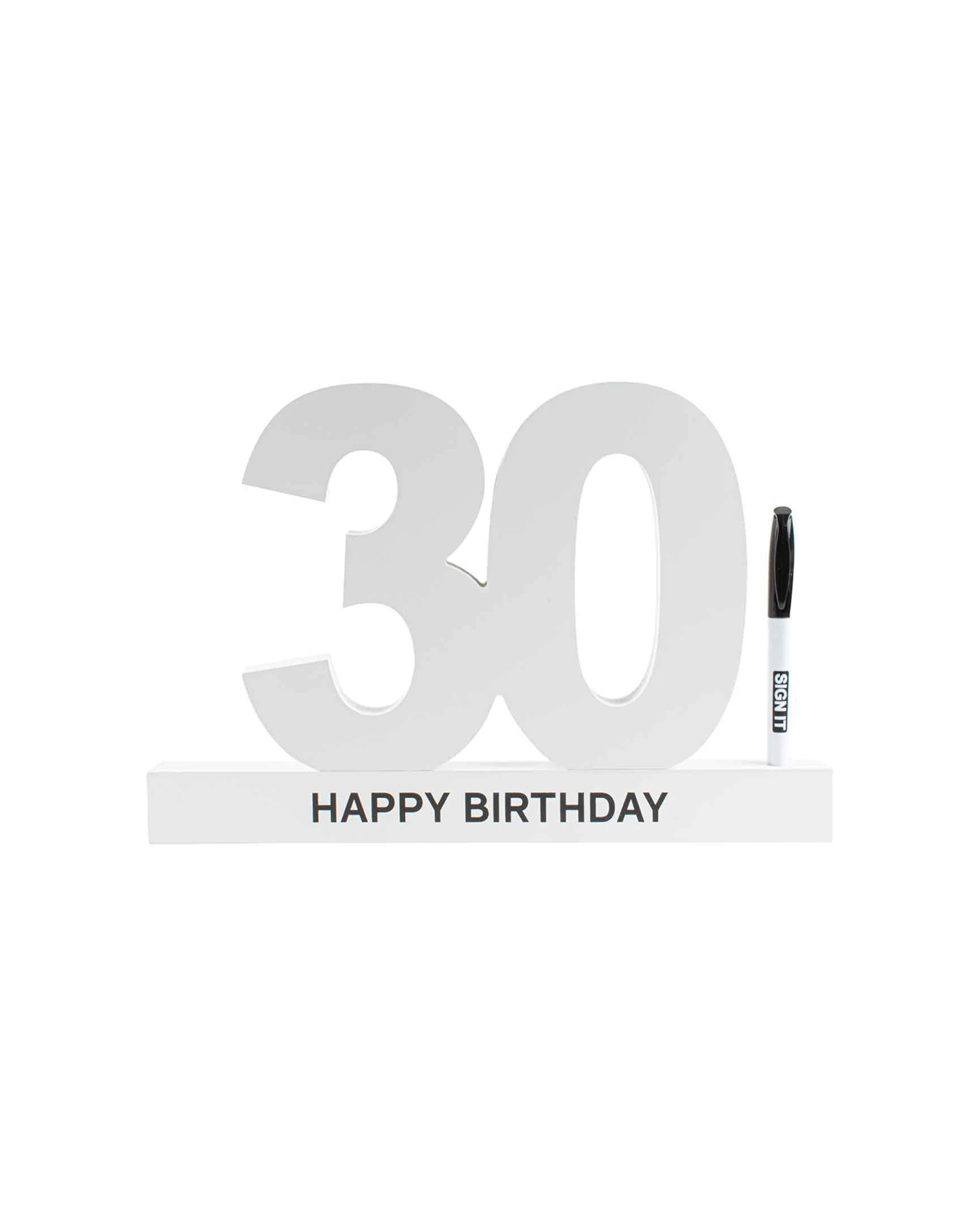3 30th Birthday Signature Block White With Marker Celebration Message Statue
 - White, 3 of 3