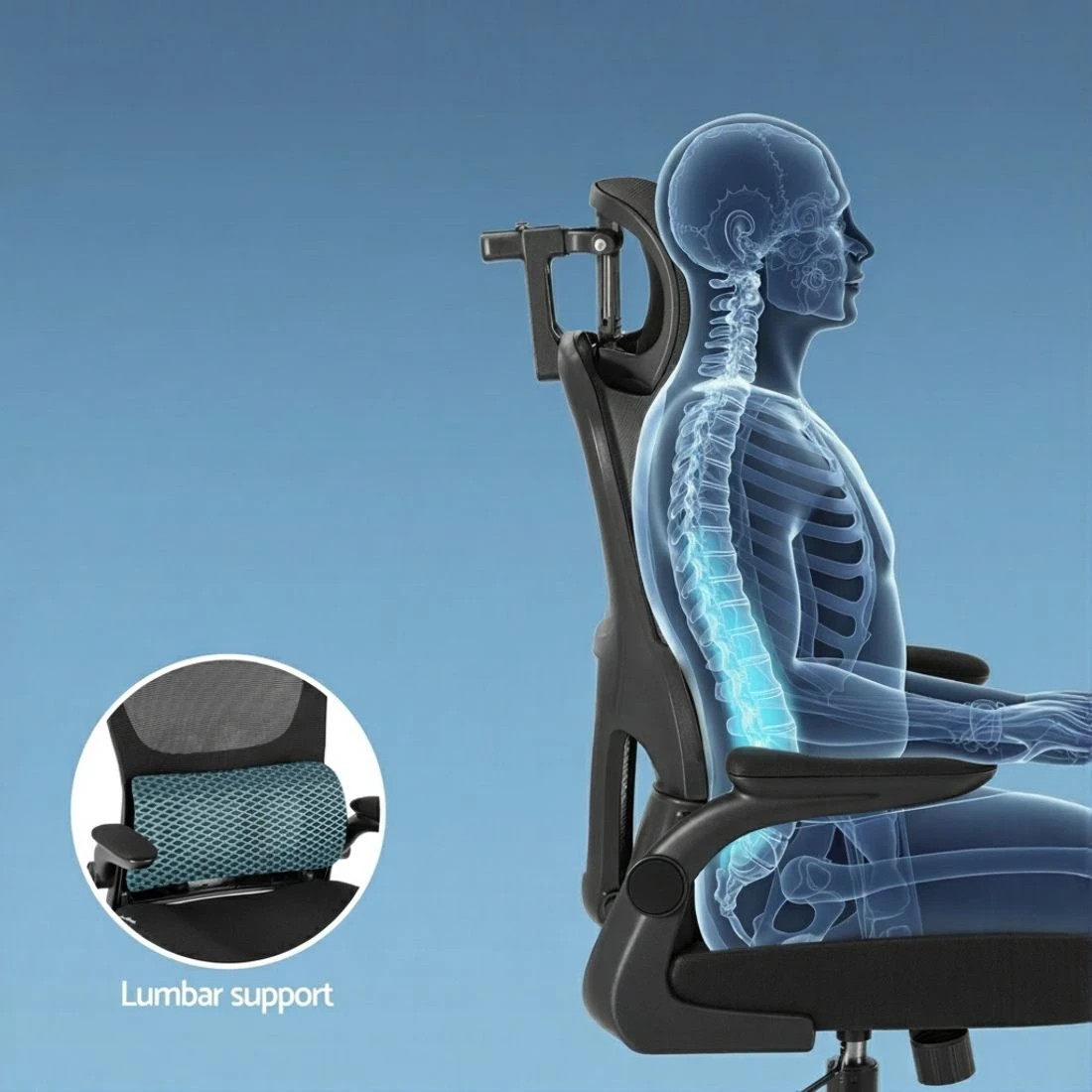 4 Artiss Ergonomic Office Chair Mesh Chairs - Black, 4 of 5