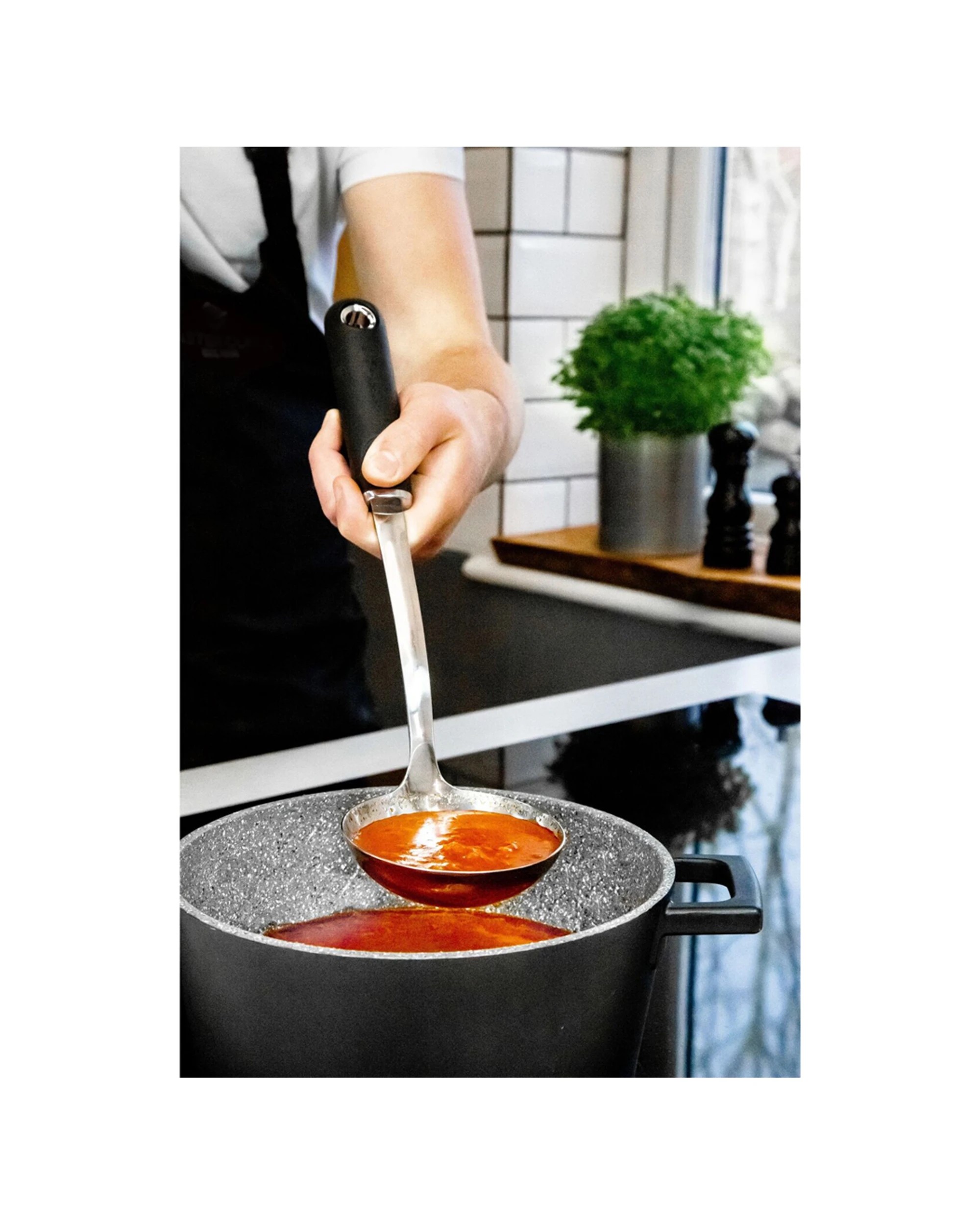 2 Mastercraft 3PK Soft Grip Stainless Steel Soup Ladle 34cm - Black, 2 of 3