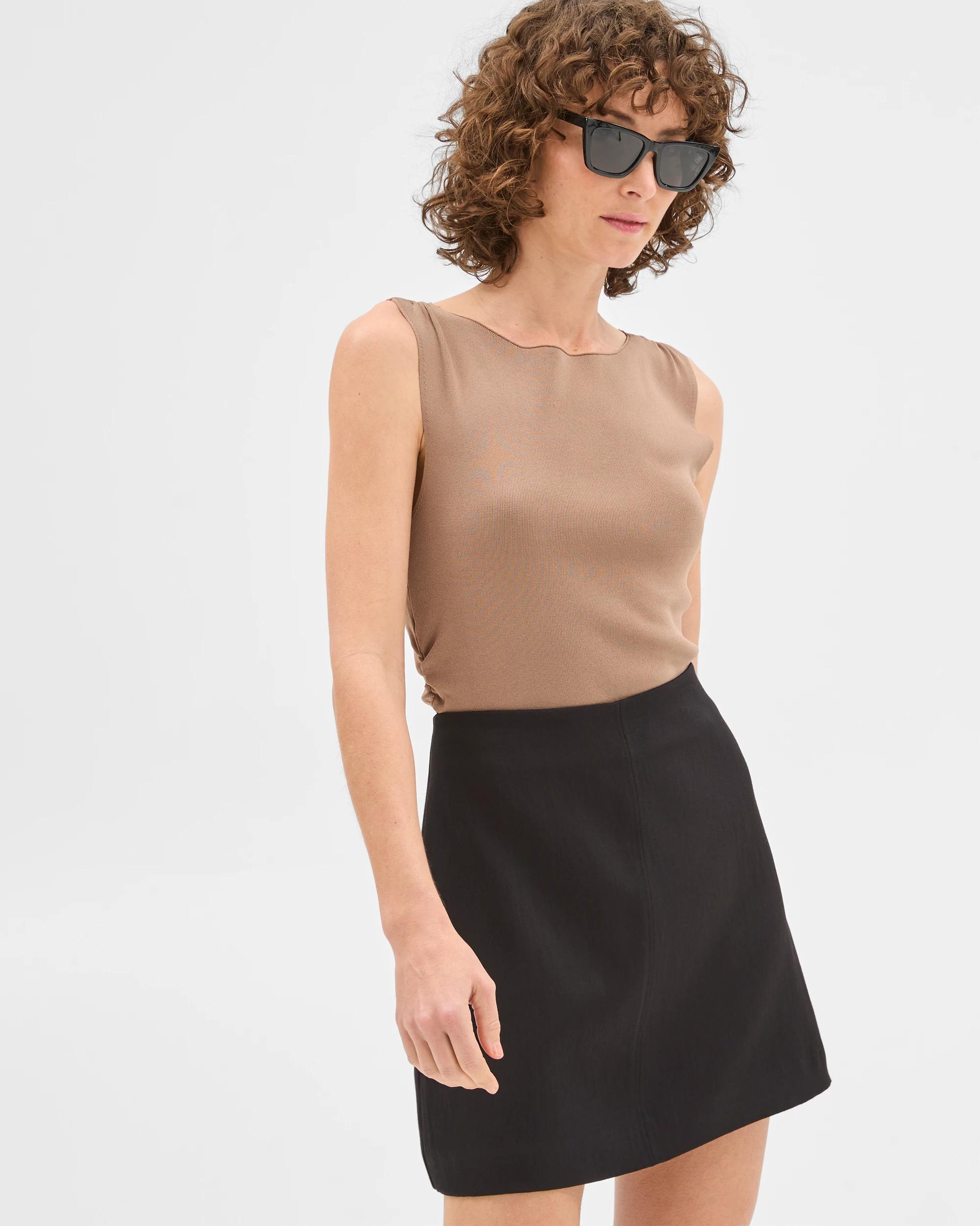 5 Summer Twill Seam Detail Mini Skirt - Preview BLACK, 5 of 7