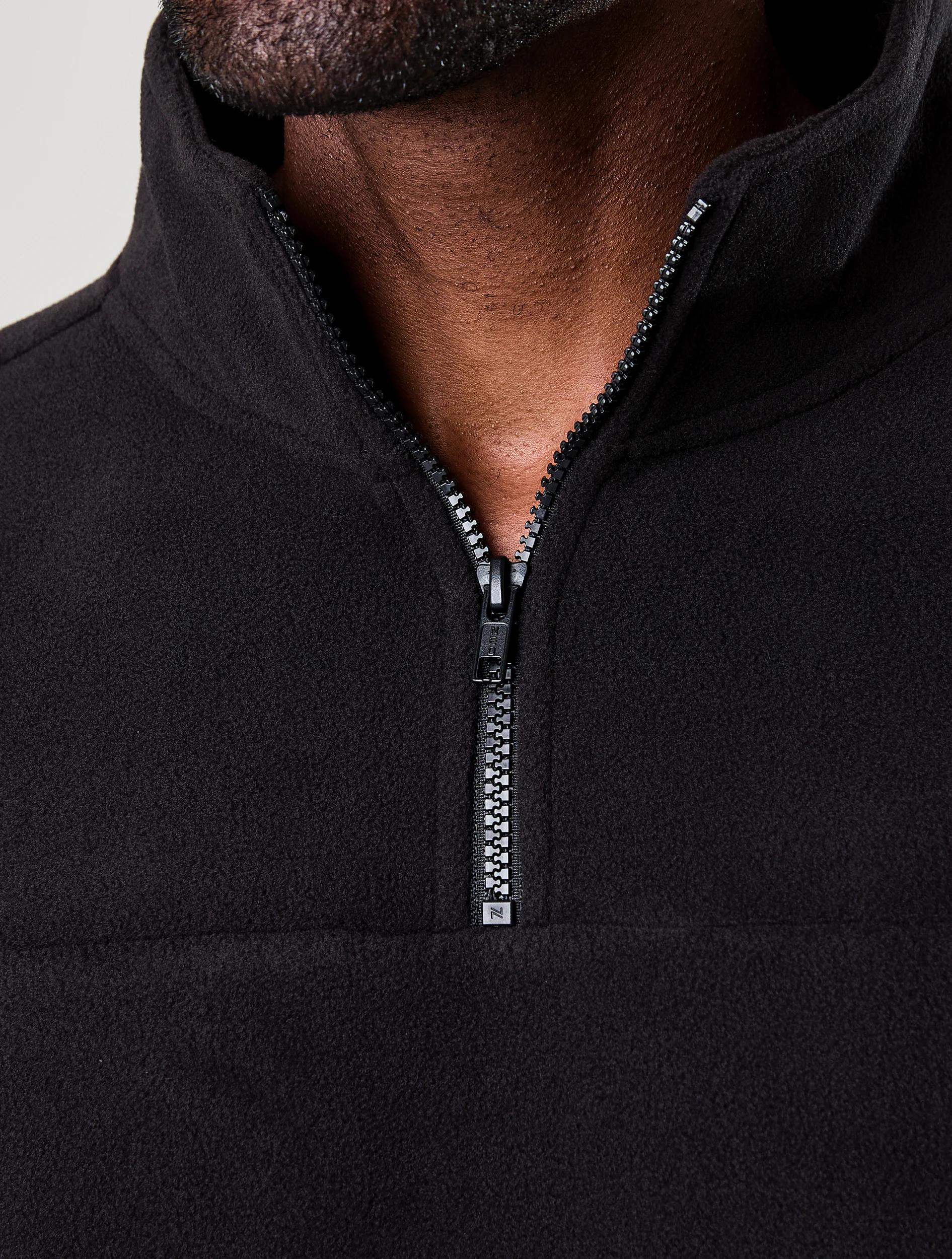 5 Active Mens Polar Fleece Quarter Zip Long Sleeve Black W26, 5 of 6