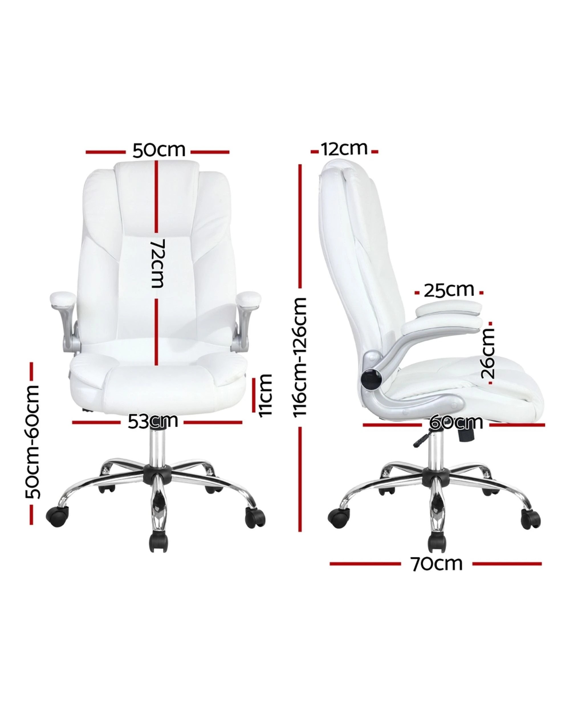 2 Artiss Executive Office Chair Leather Tilt - White, 2 of 9
