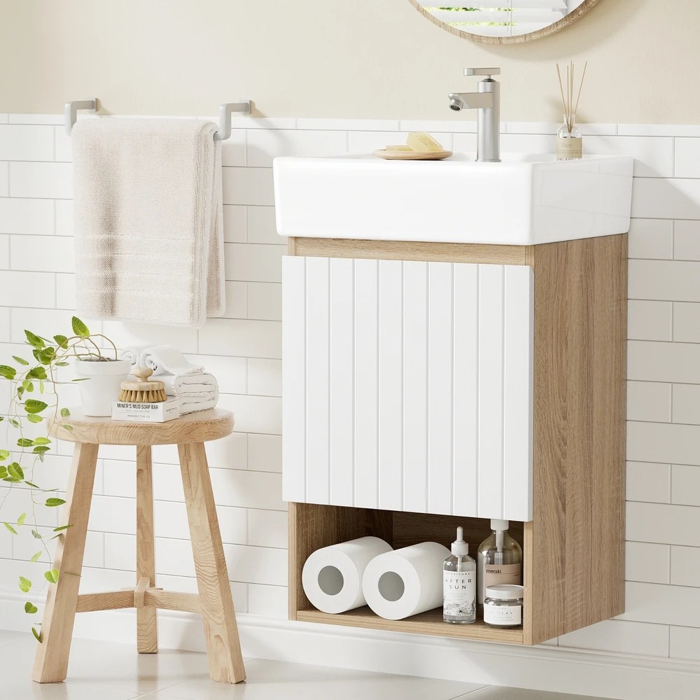 4 Cefito Vanity Unit 445mm Basin Bathroom Cabinet Storage Wall Hung Sink - White, 4 of 4
