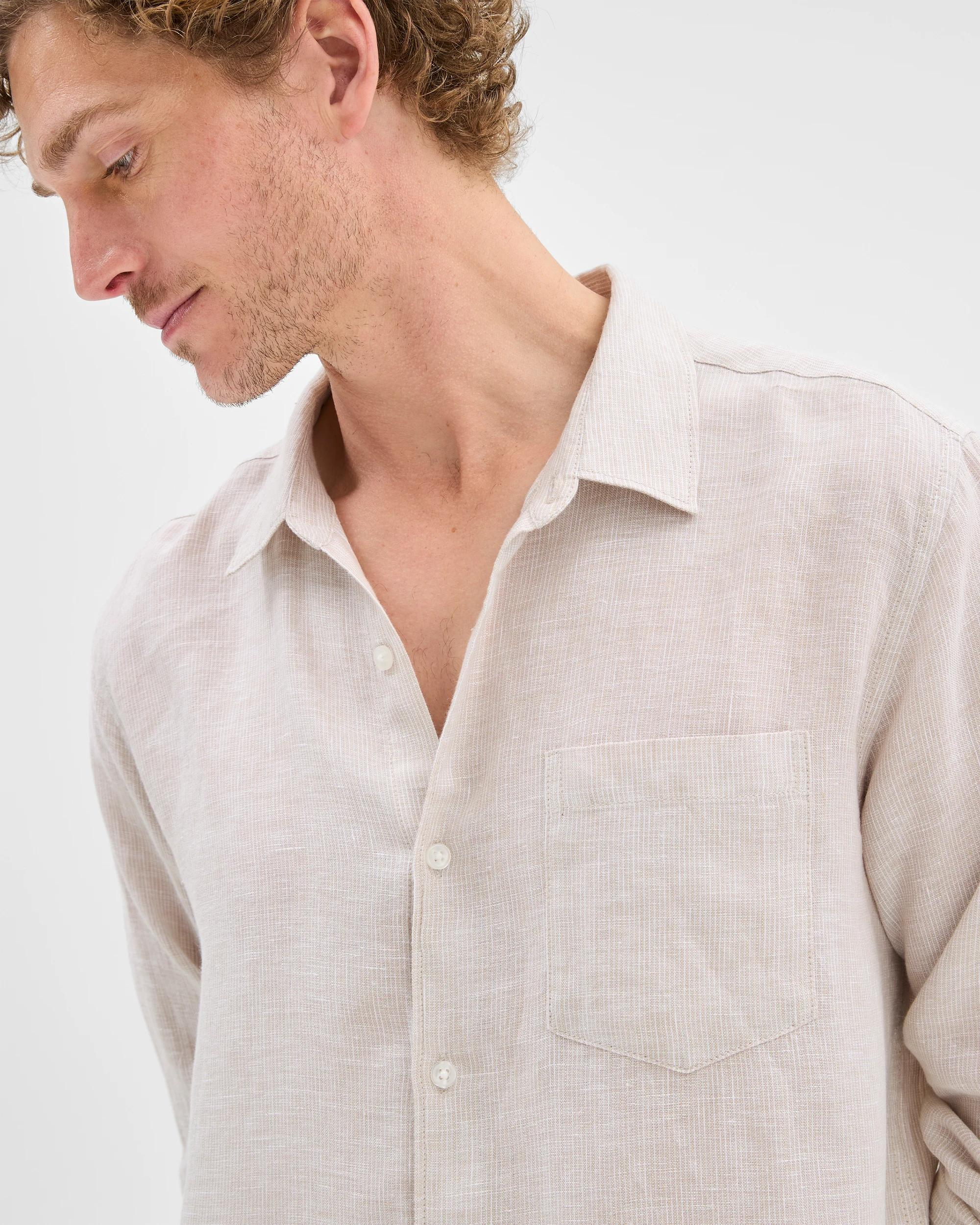 9 Target European Linen Long Sleeve Textured Shirt LIGHT STONE, 9 of 10