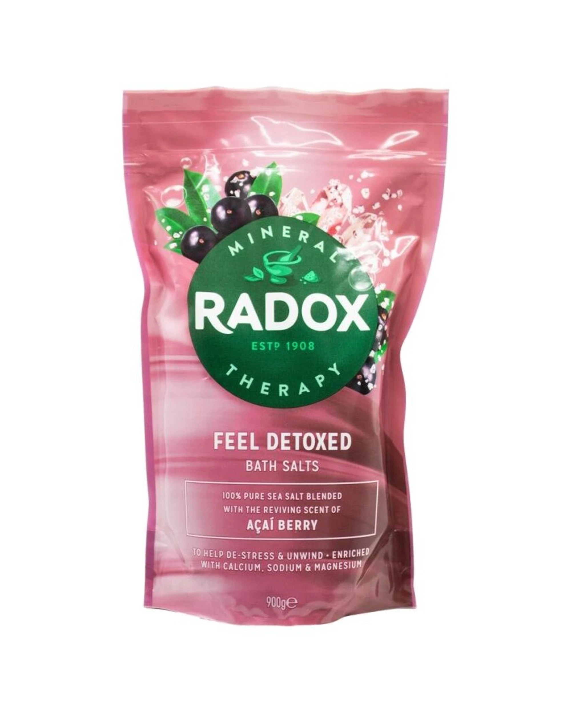 2 Radox 8PK Bath Salts Feel Detoxed Calcium Sodium Magnesium 900g Acai Berry - Pink, 2 of 3