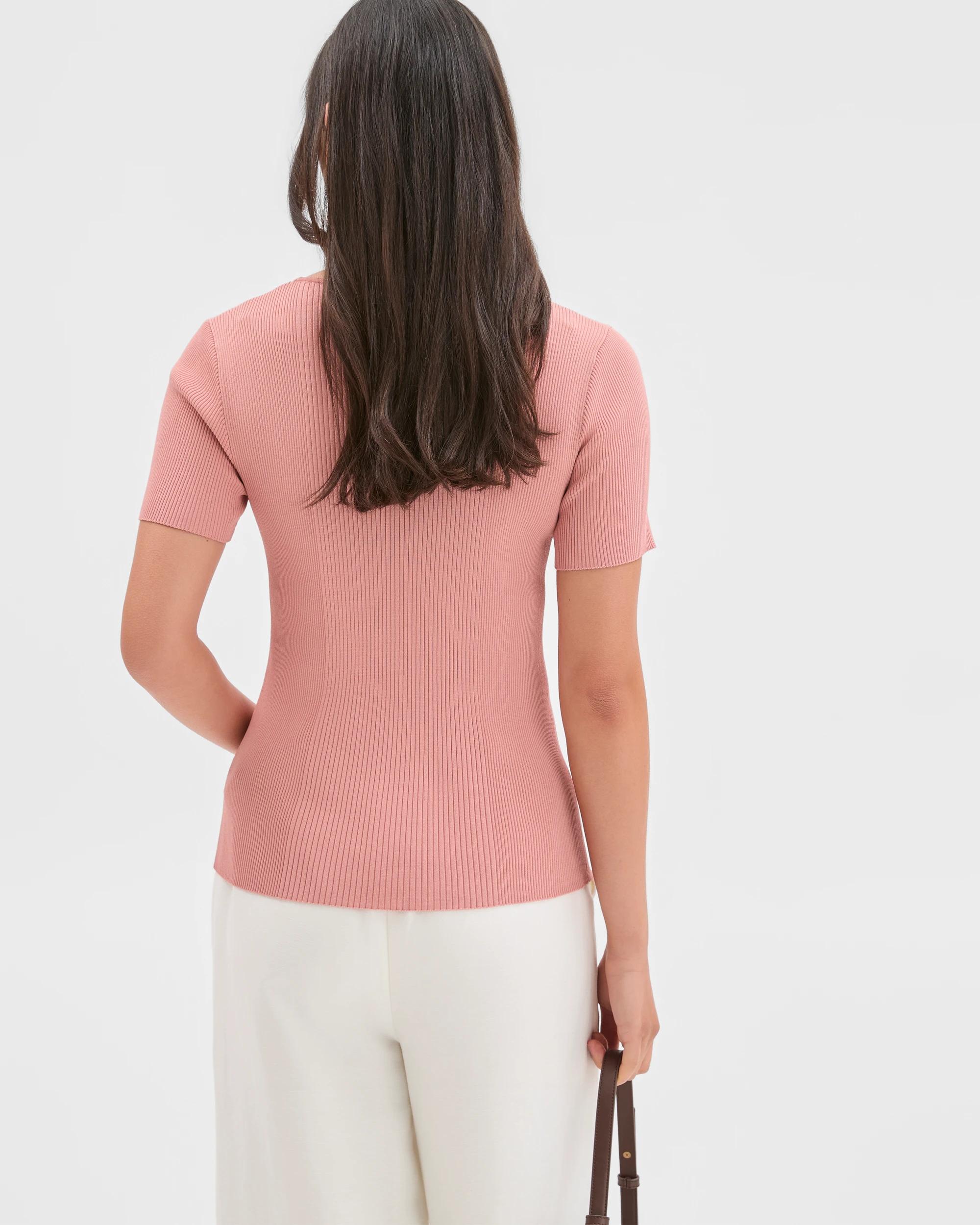 4 Preview Ultimate Rib Knit T-Shirt BLUSH PINK, 4 of 5