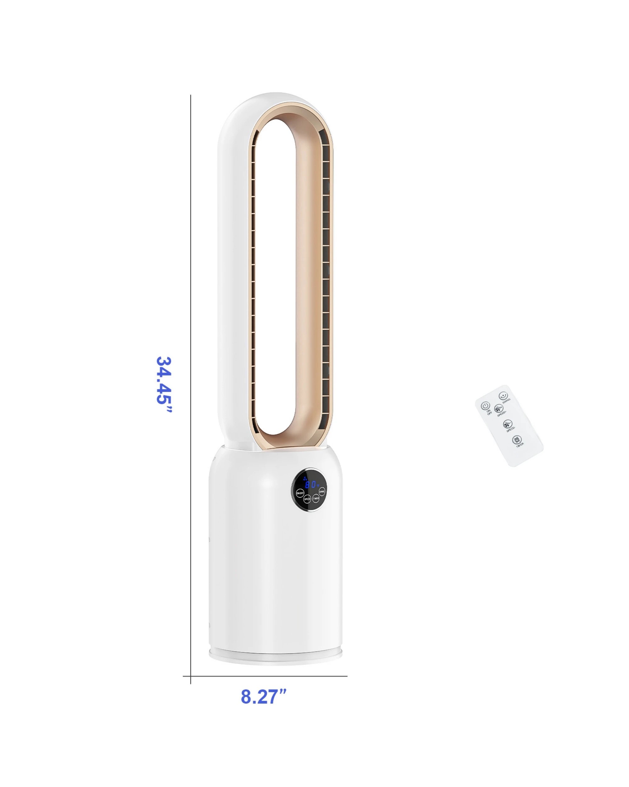 6 Advwin Bladeless Tower Fan,Touch Screen, 26 ft/s Air Circulator Fan [New Model 20% Air Flow Up], 6 of 8