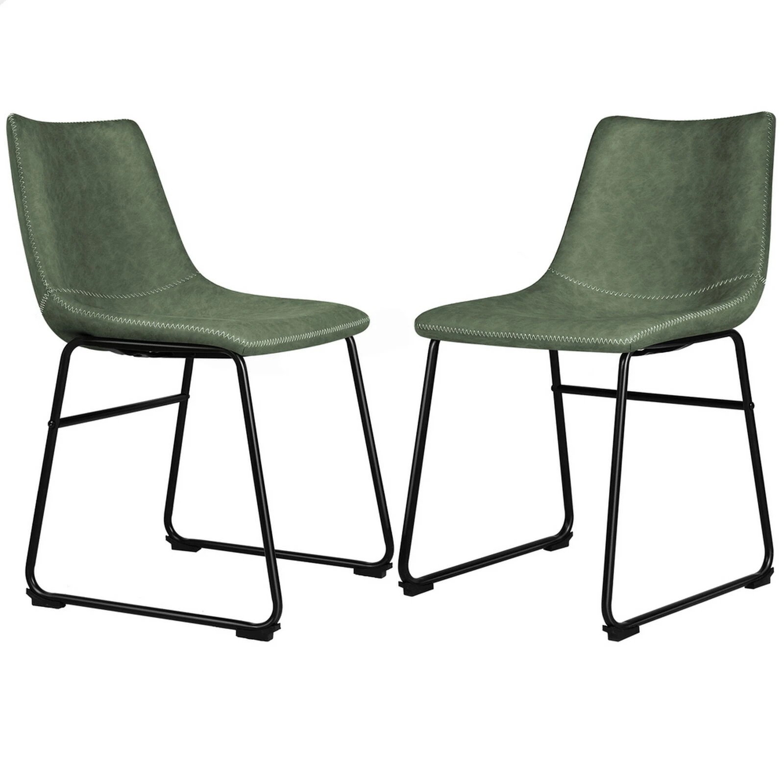 1 Alfordson 2x Dining Chairs Kitchen Lounge Cafe Seat Retro PU Leather - Green, 1 of 10