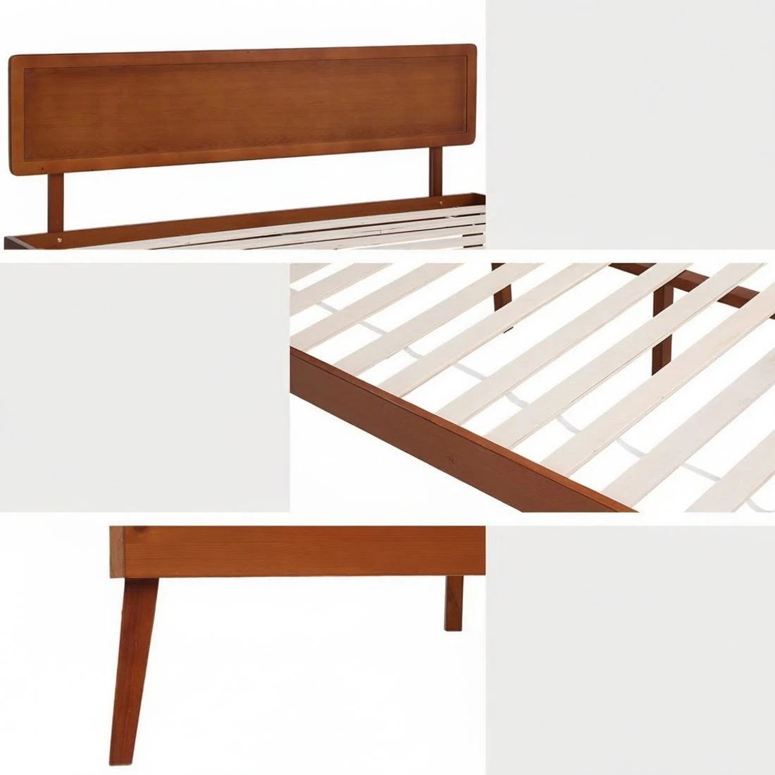 7 Artiss Bed Frame Queen Size Wooden Bed Base Walnut SPLAY - Brown, 7 of 7