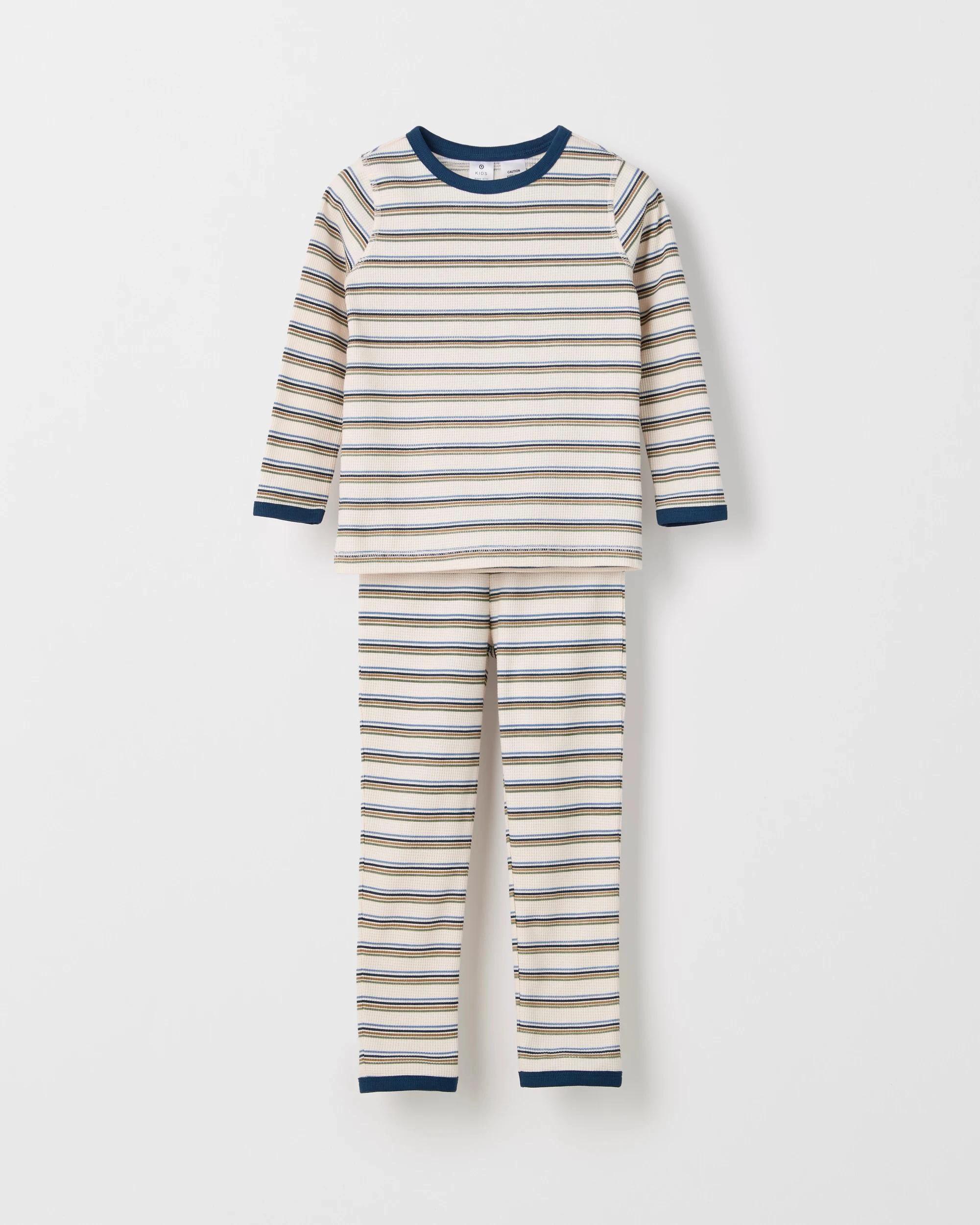 1 Target Kids Australian Cotton Younger Boys Waffle Pyjama Set STRIPE, 1 of 4