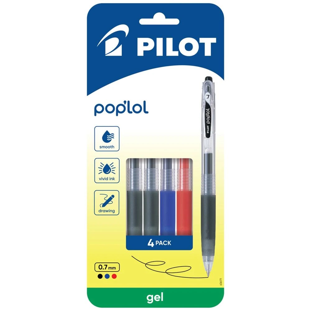 1 PILOT pop'lol Retractable Gel Pen 0.7mm Assorted 4Pk, 1 of 5