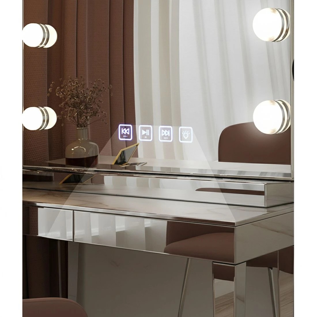 5 Embellir tooth Makeup Mirror 58x46cm Hollywood Vanity with LED Light Wall - Silver, 5 of 6