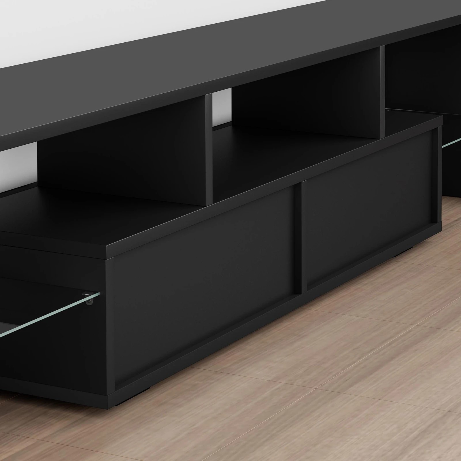 5 Alfordson Entertainment Unit 180cm TV Stand LED Light Storage Gloss - Black, 5 of 10