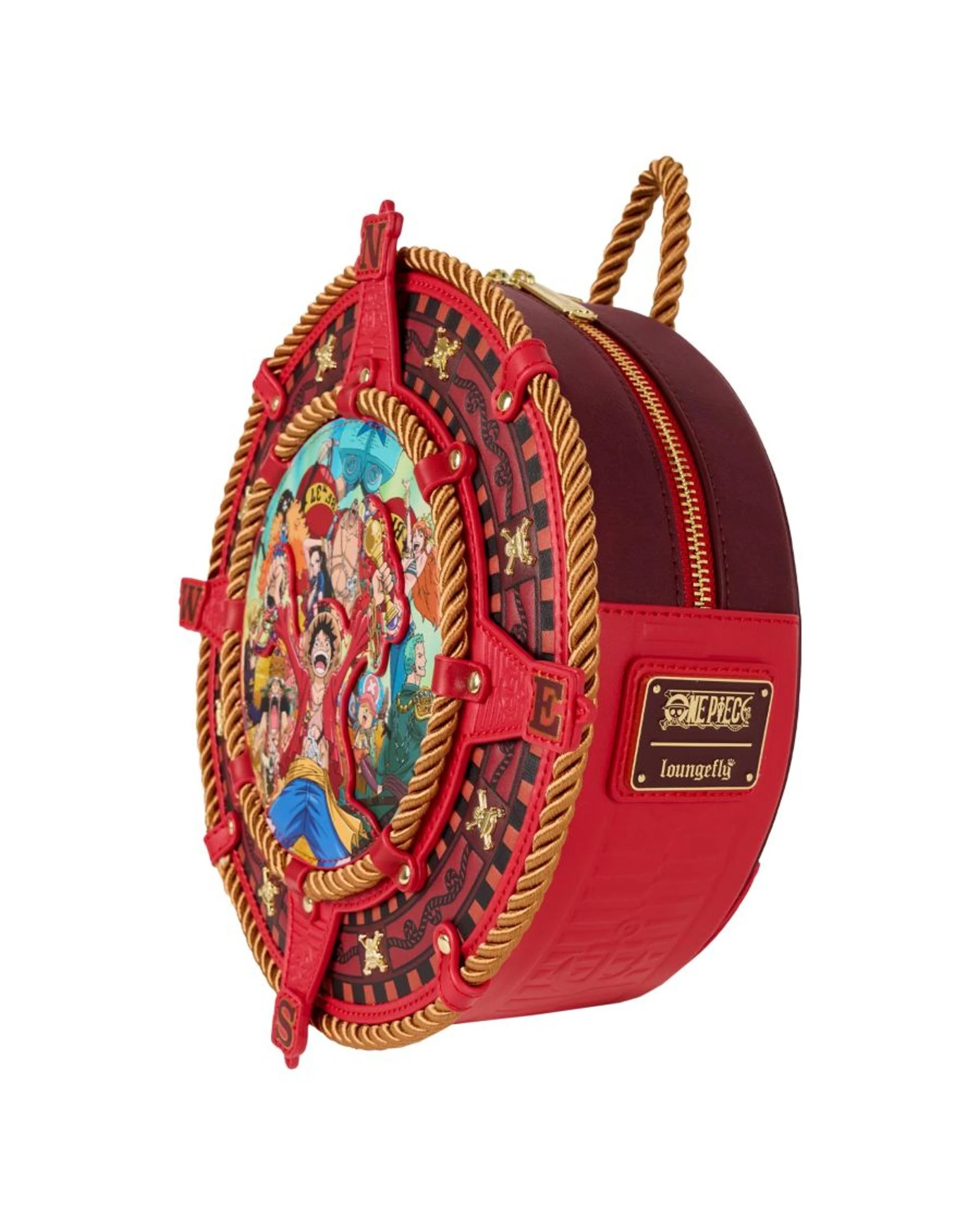 2 Loungefly One Piece Crew Compass 9 inch Faux Leather Mini Backpack - Red, 2 of 4