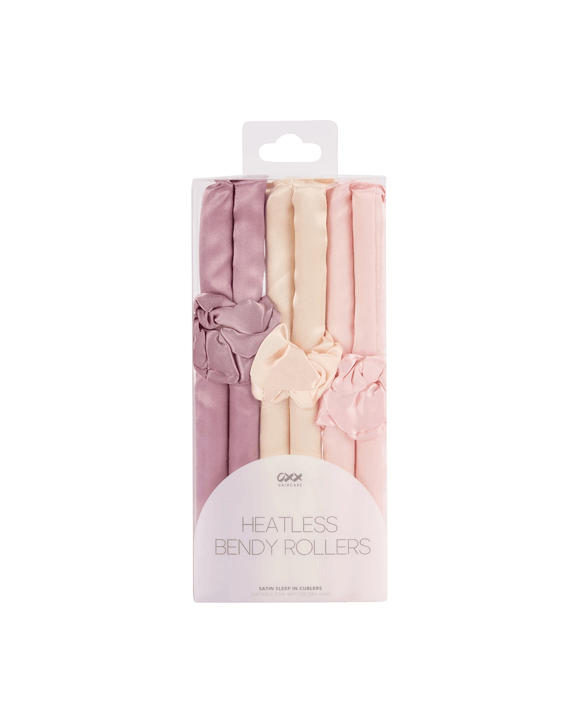 OXX Haircare 9 Piece Heatless Bendy Rollers - Off-White, Purple and Pink