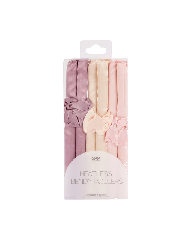 OXX Haircare 9 Piece Heatless Bendy Rollers - Off-White, Purple and 