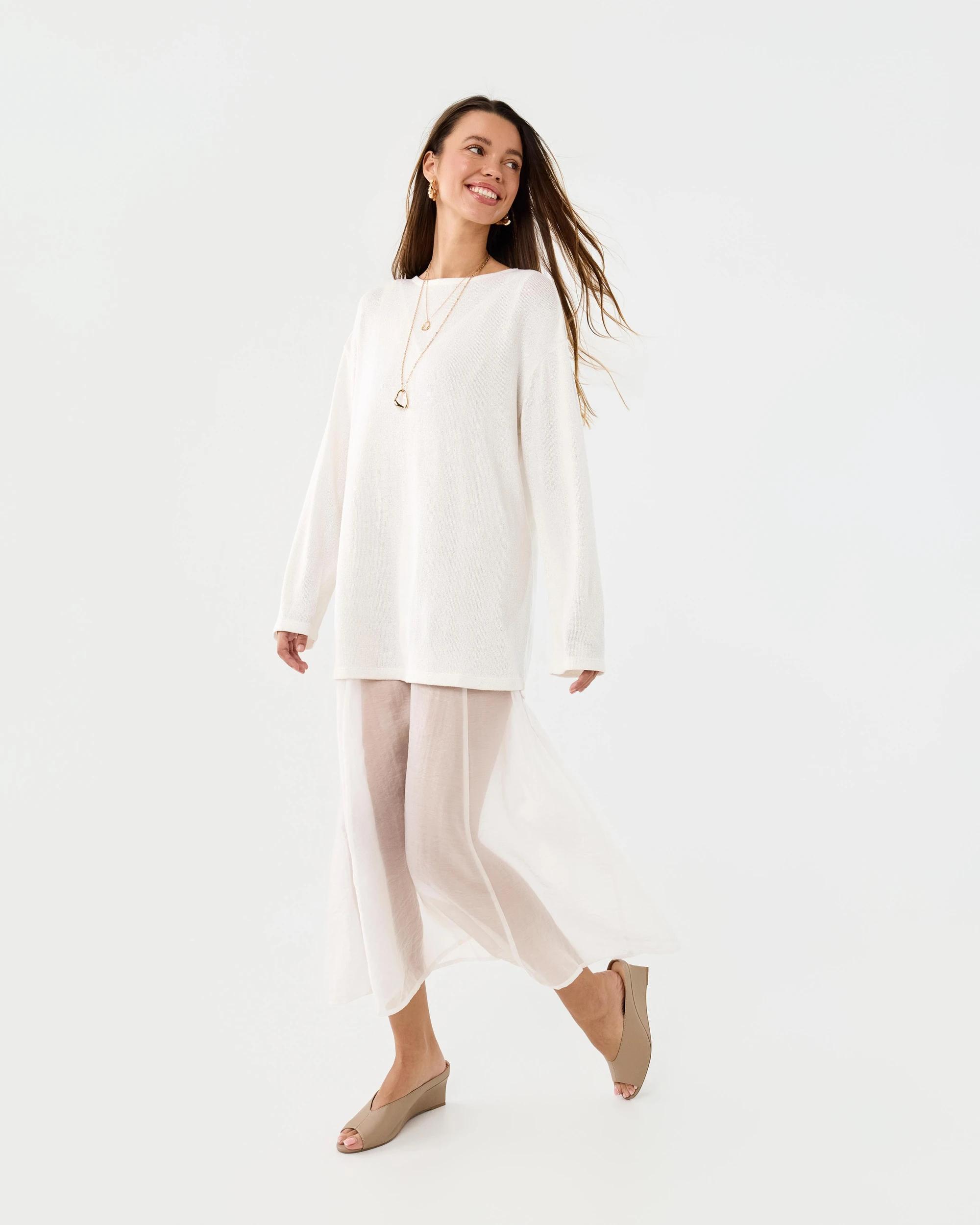 2 Long Sleeve 2-in-1 Jumper Maxi Dress Cld White, 2 of 9
