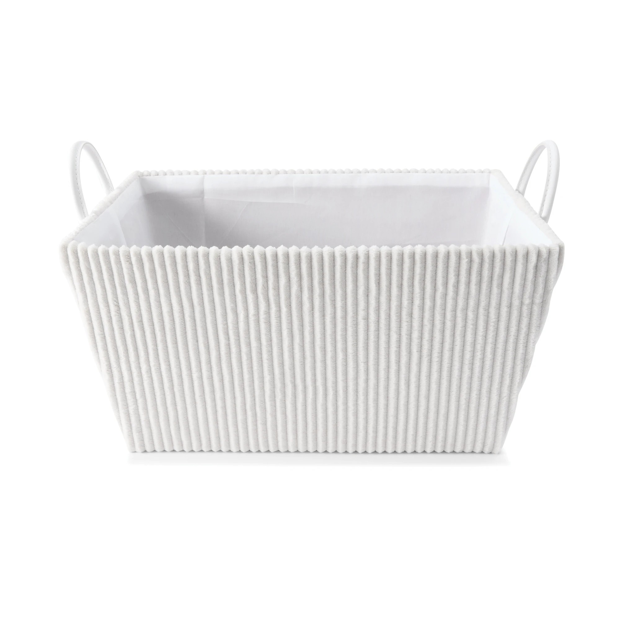3 Tapered Ribbed Basket - White, 3 of 8