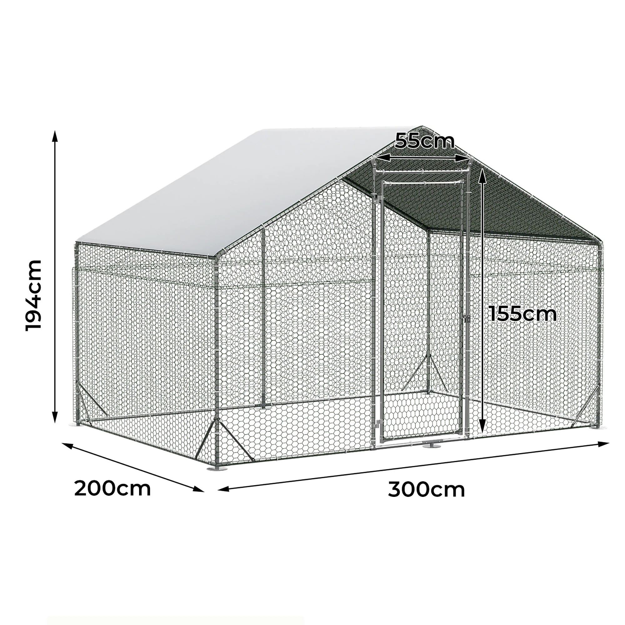 3 Pawz 200X300X195Cm Large Metal Walk-In Chicken Coop Cage, 3 of 9