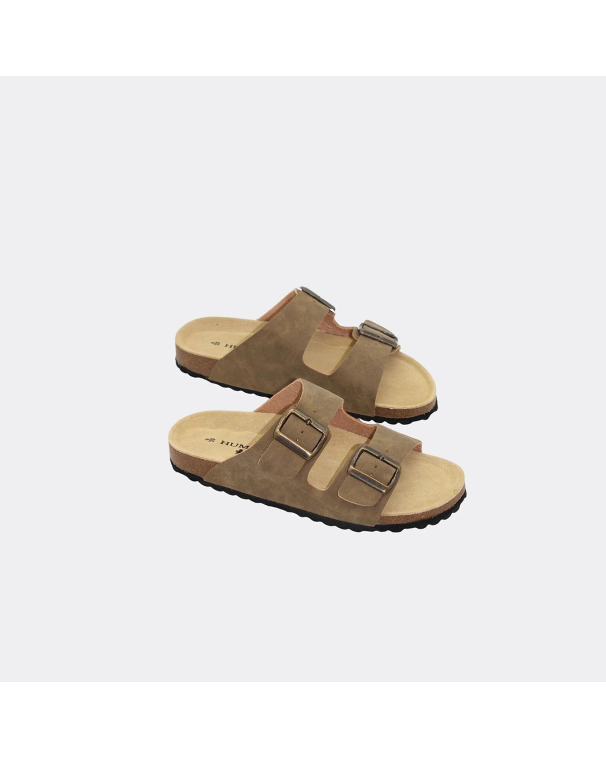 4 Human Shoes Ibiza Women's Slip On Sandals Double Buckle Ocelot TAUPE, 4 of 6