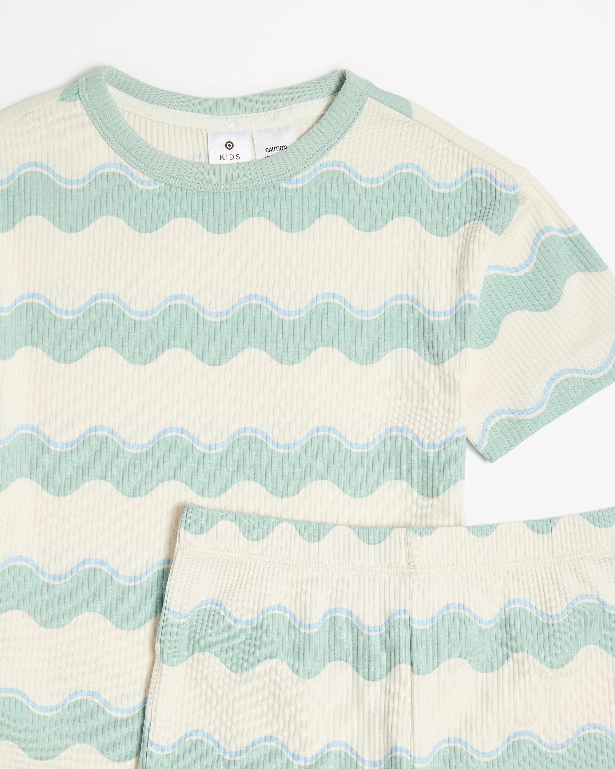 5 Target Kids Australian Cotton-blend Rib Short Pyjama Set — Navy Monster Truck GREEN/BLUE/NEUTRAL WAVY STRIPE, 5 of 6