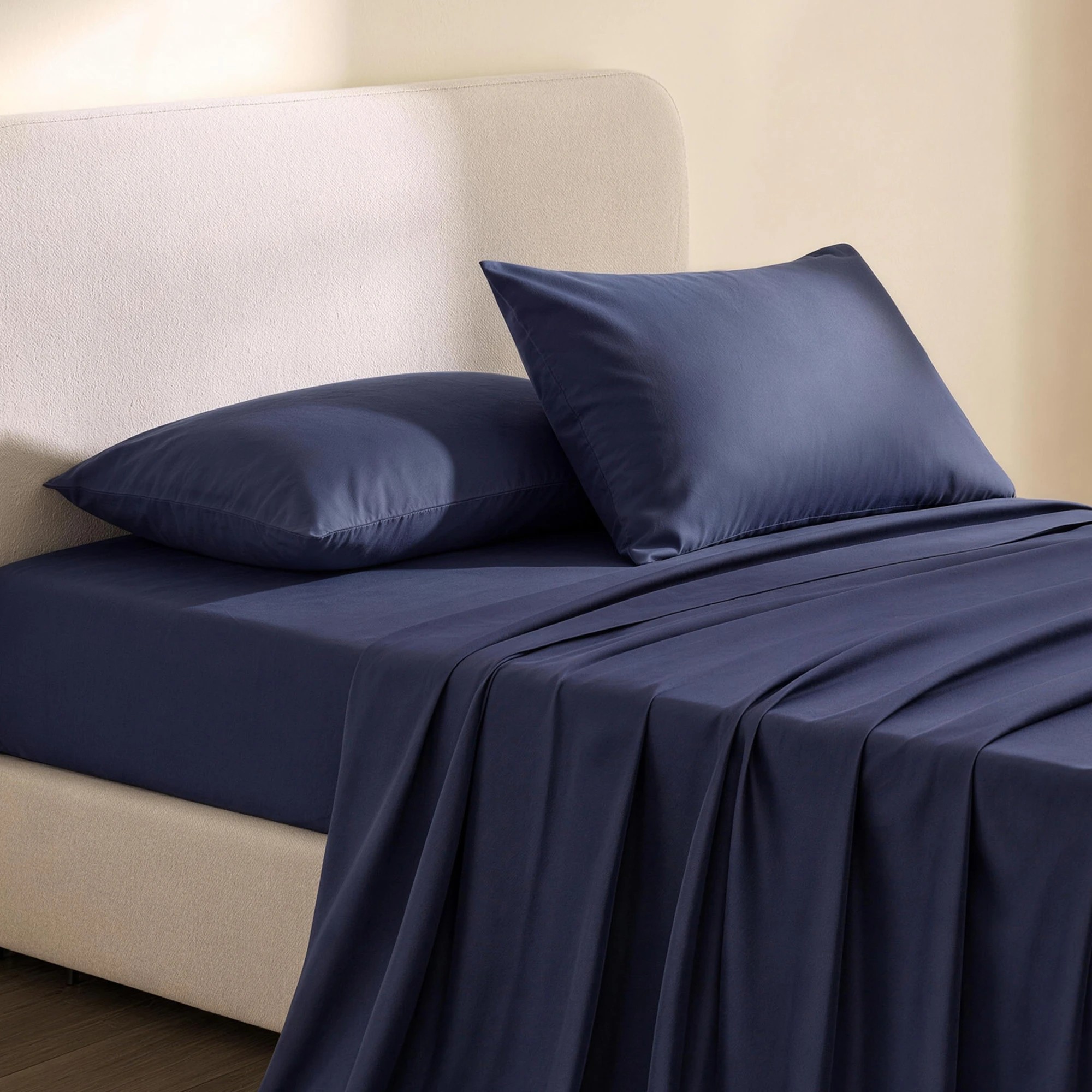 9 Giselle Bedding 500TC Cotton Sheet Set 40cm Deep Pocket for Hot Sleeper - Single Bed - Blue, 9 of 9