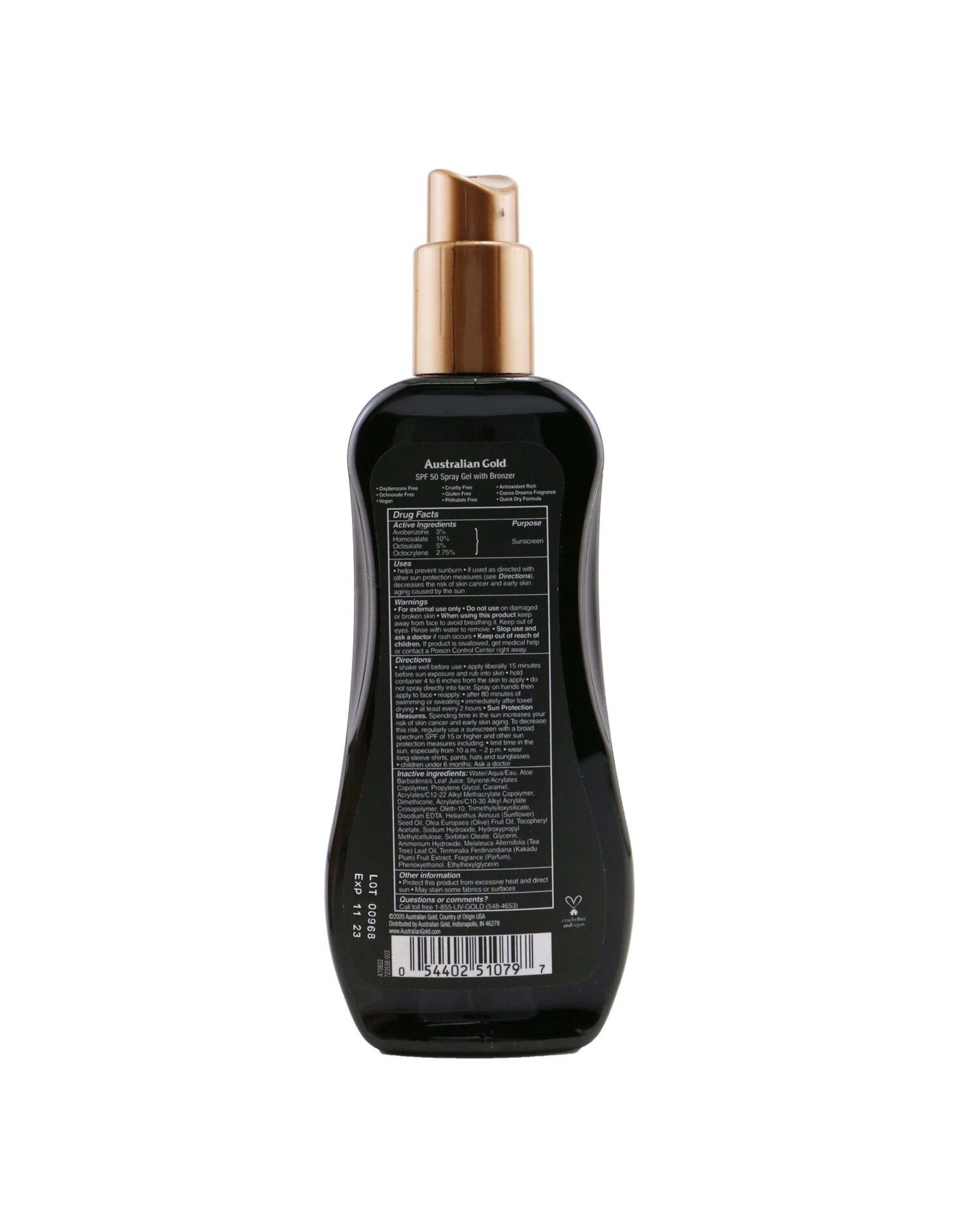 3 Australian Gold Spray Gel Sunscreen SPF 50 with Instant Bronzer  237ml/8oz, 3 of 3