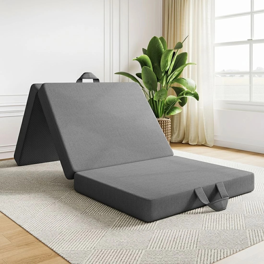 4 BedStory Folding Mattress Small Single Trifold Mattress Firm Support Foam Washable Cover 15cm - Single Bed - Black, 4 of 6