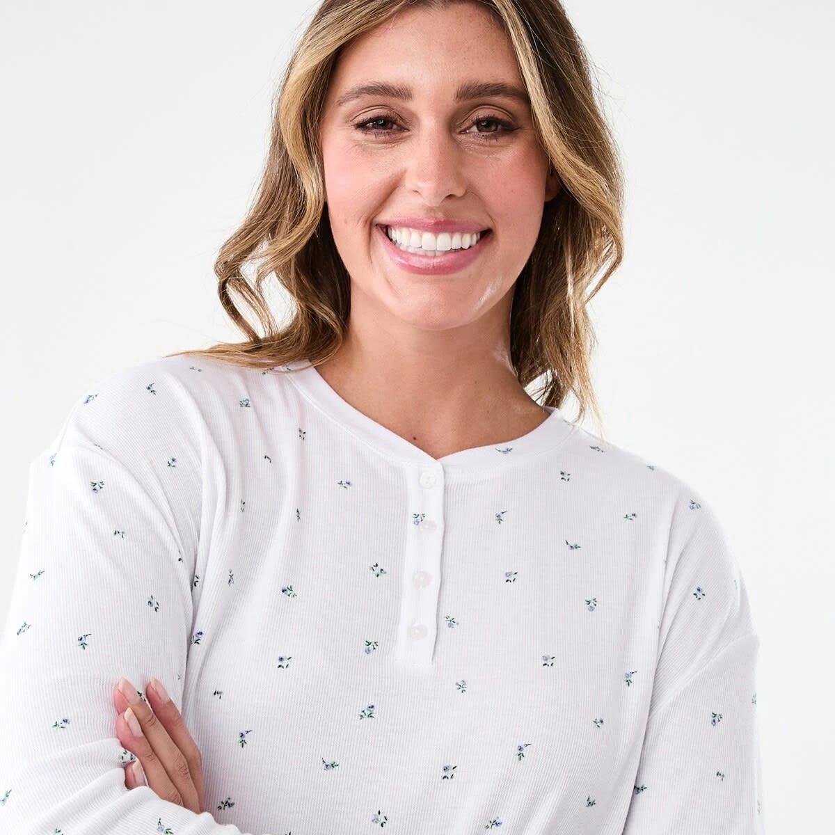 4 Long Sleeve Comfort Rib Top Sm Ditsy W, 4 of 5