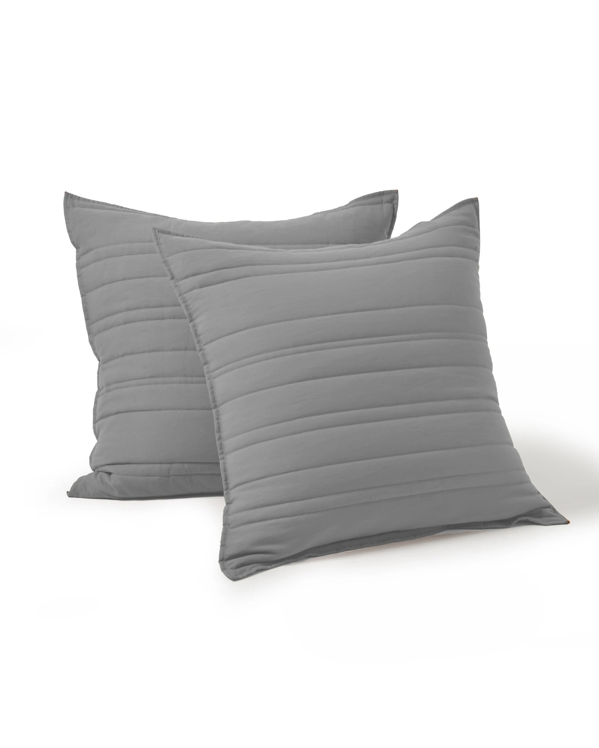 3 Dreamaker Superfine Washed Microfibre Stripe Quilted European Pillowcase Twin Pack - Charcoal, 3 of 6