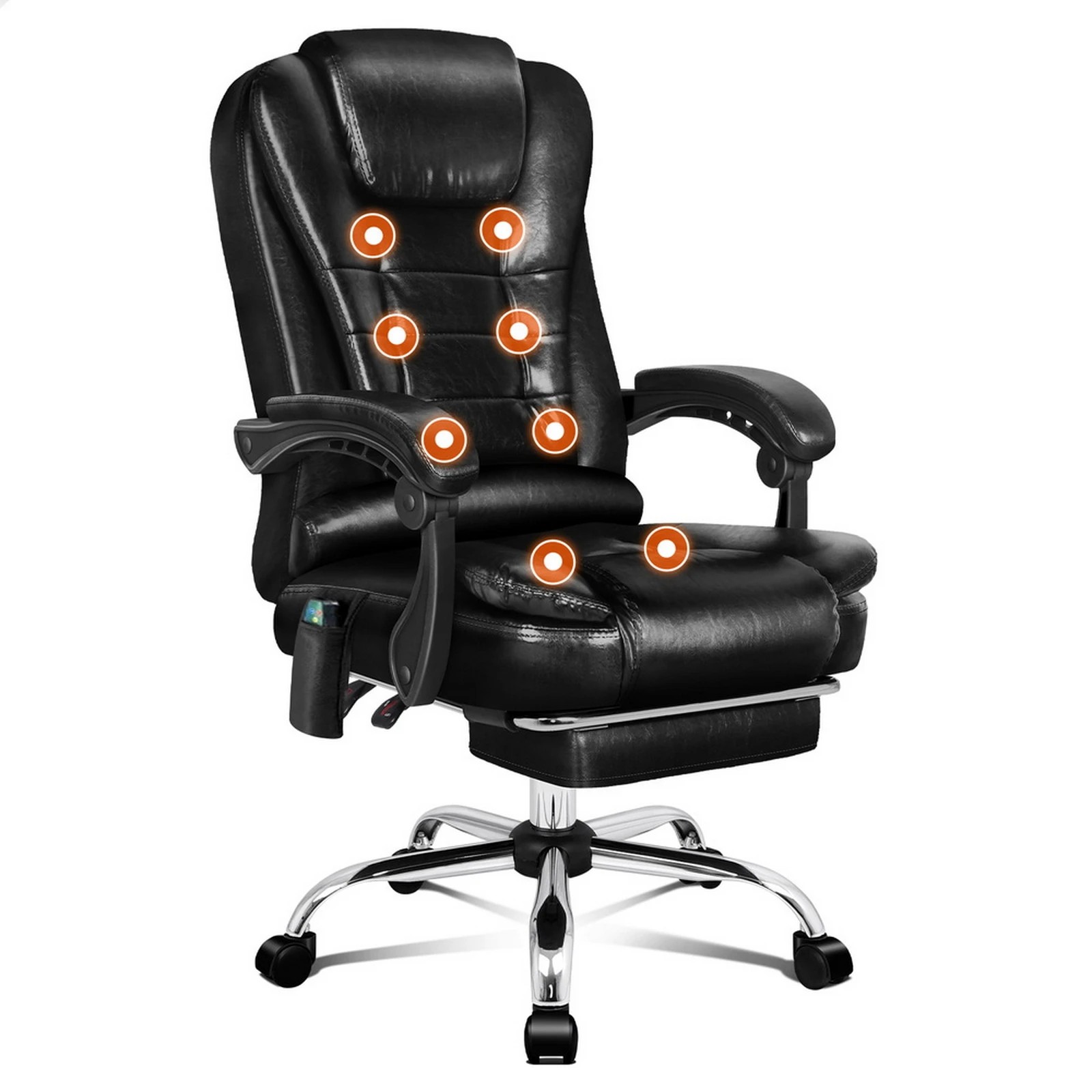1 Alfordson Massage Office Chair Heated Seat Executive Gaming Racer PU Leather - Black, 1 of 10