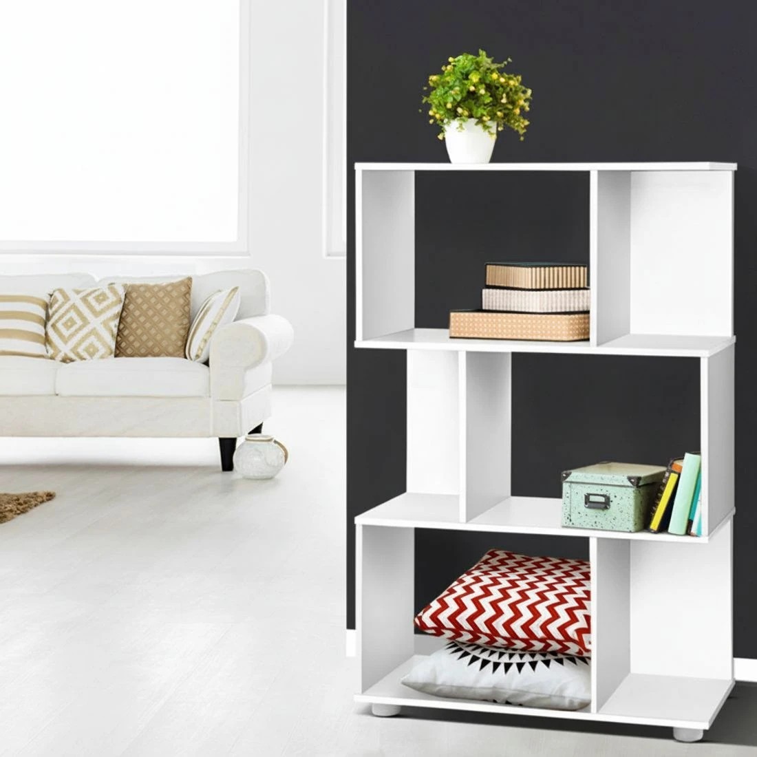 8 Artiss Bookshelf 3 Tiers - White, 8 of 8