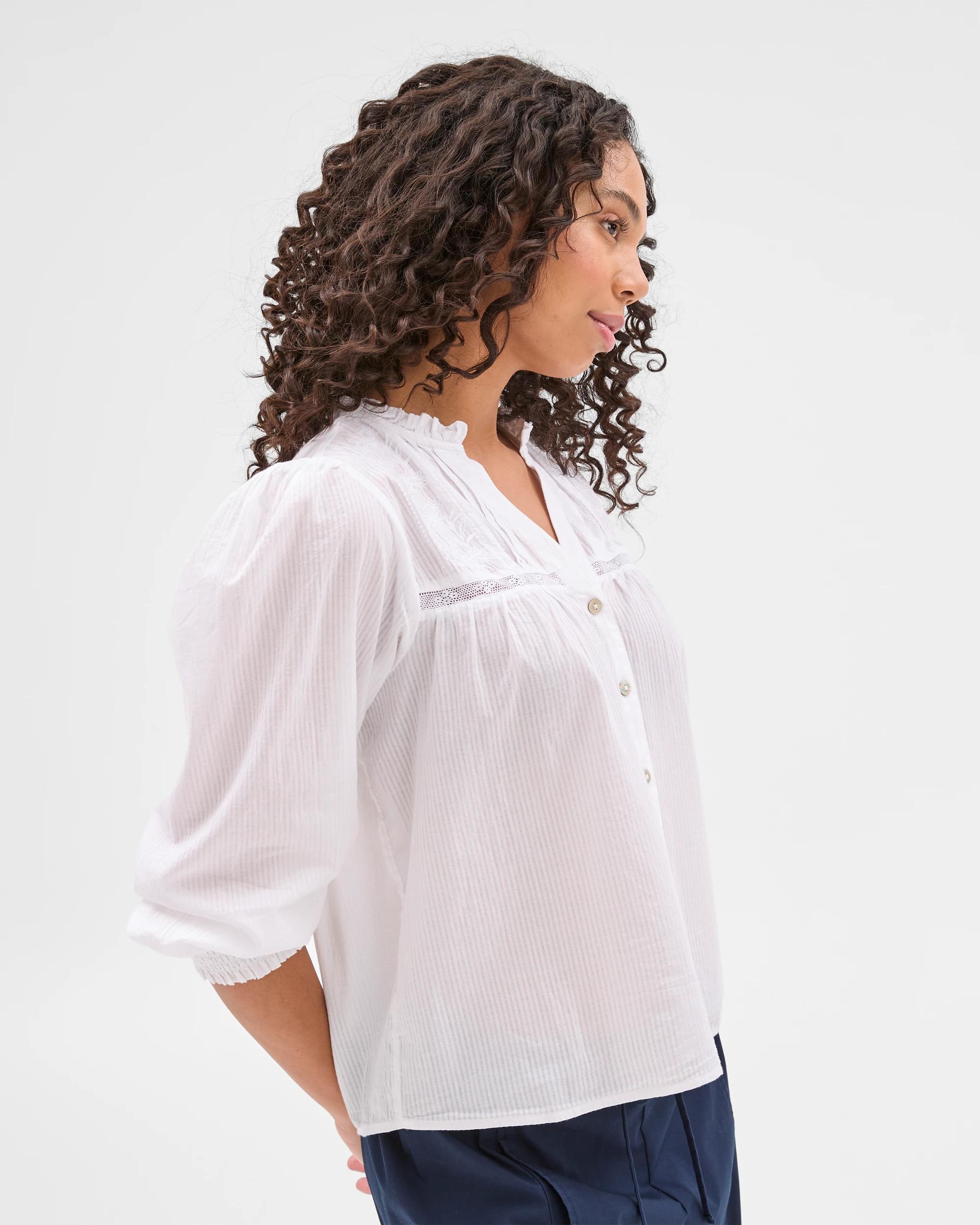 3 Target Long Sleeve Broderie Blouse WHITE, 3 of 5