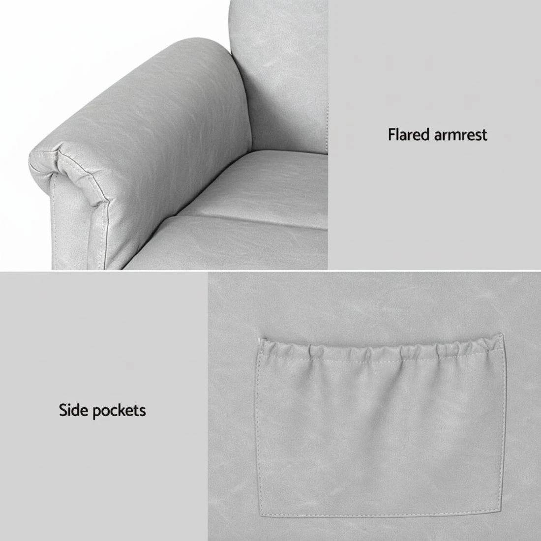 6 Artiss Recliner Chair Lift Assist Chair Leather - Grey, 6 of 6