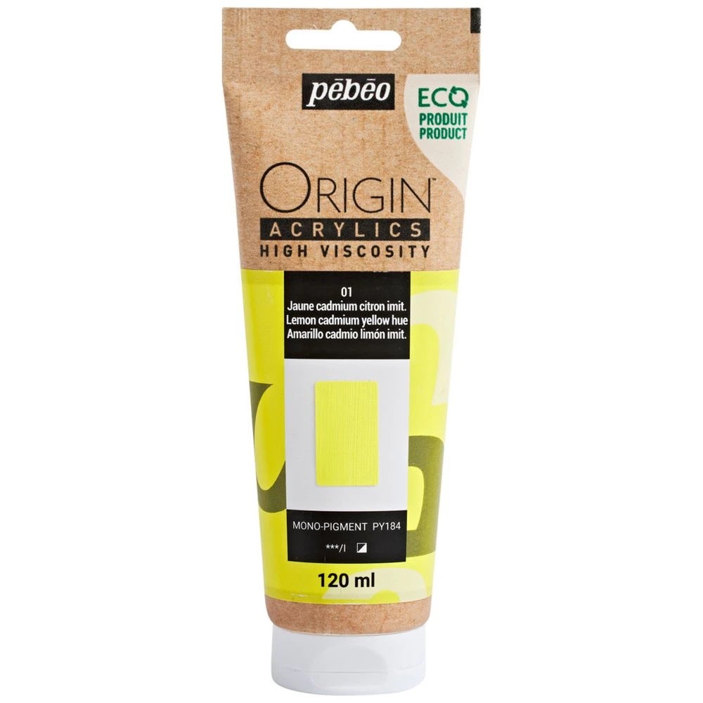 1 Pebeo Origin Acrylic Paint 120mL Cadmium Yellow Hue, 1 of 2