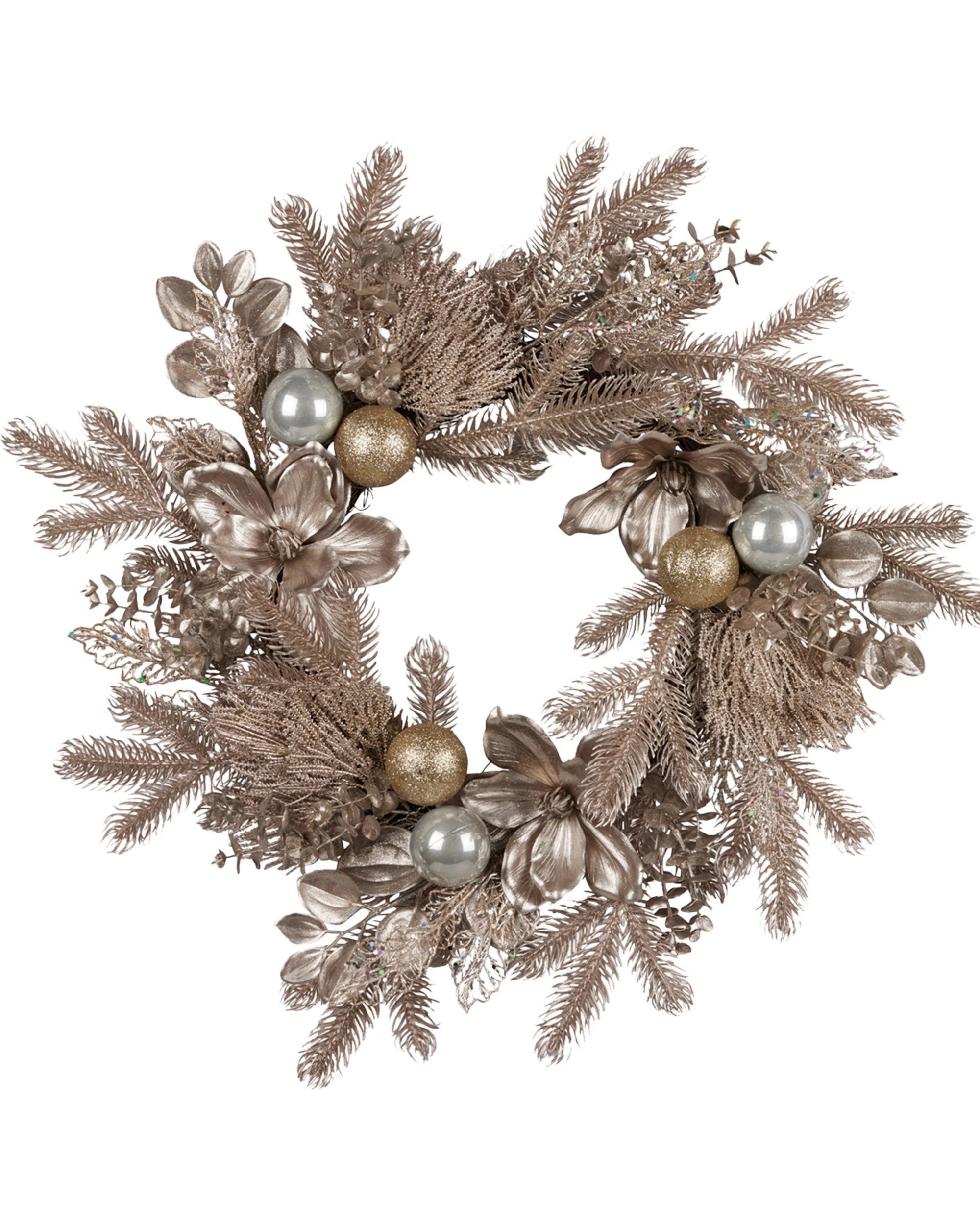 1 Christabelle Champagne Glitter Christmas Wreath - 61cm, 1 of 6