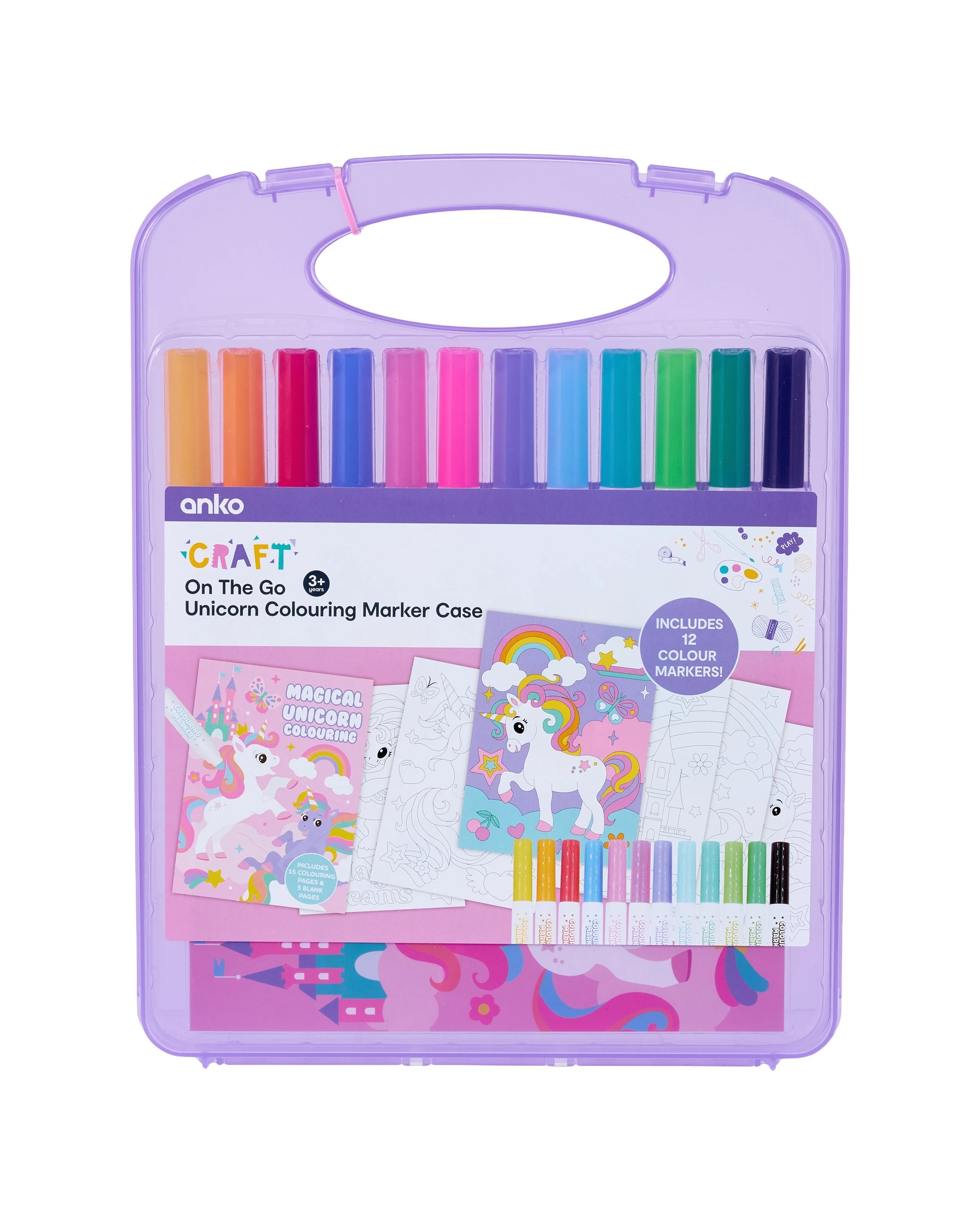 1 On The Go Unicorn Colouring Marker Case