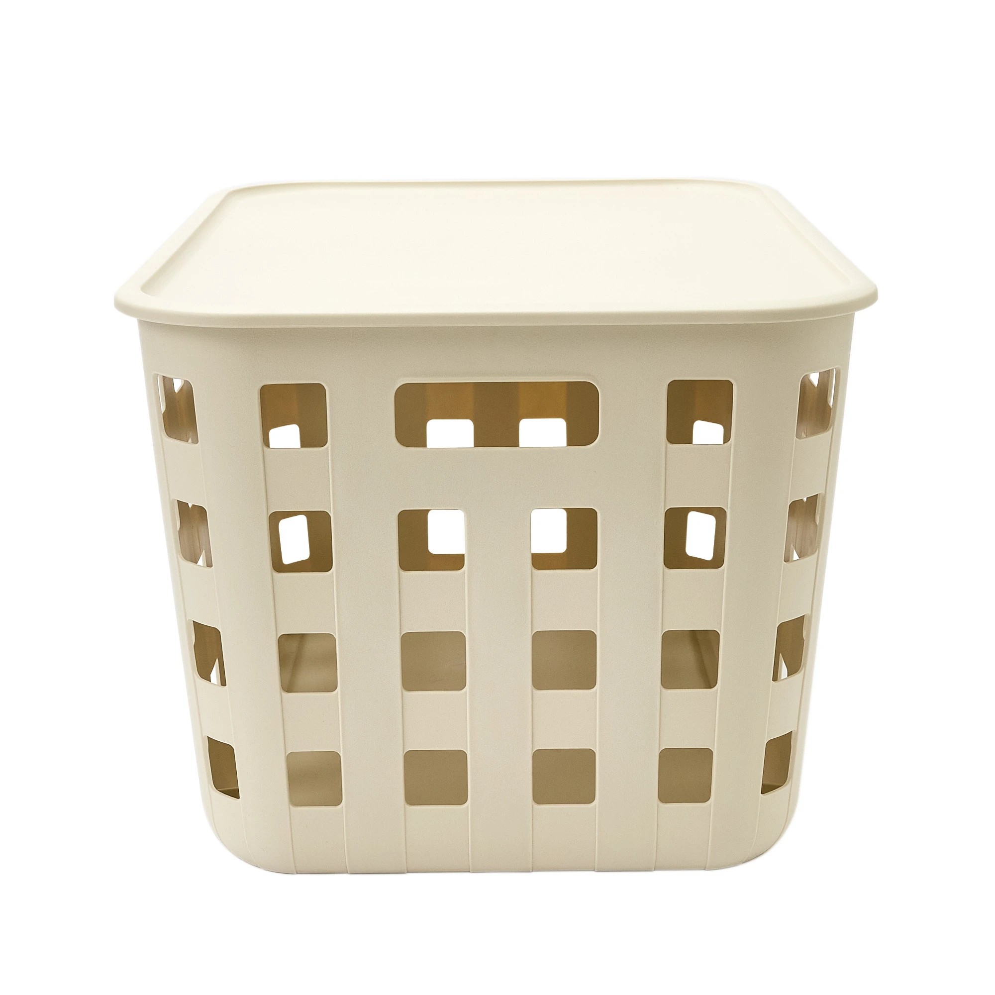 3 45L Rectangle Trellis Basket with Lid - Beige, 3 of 10