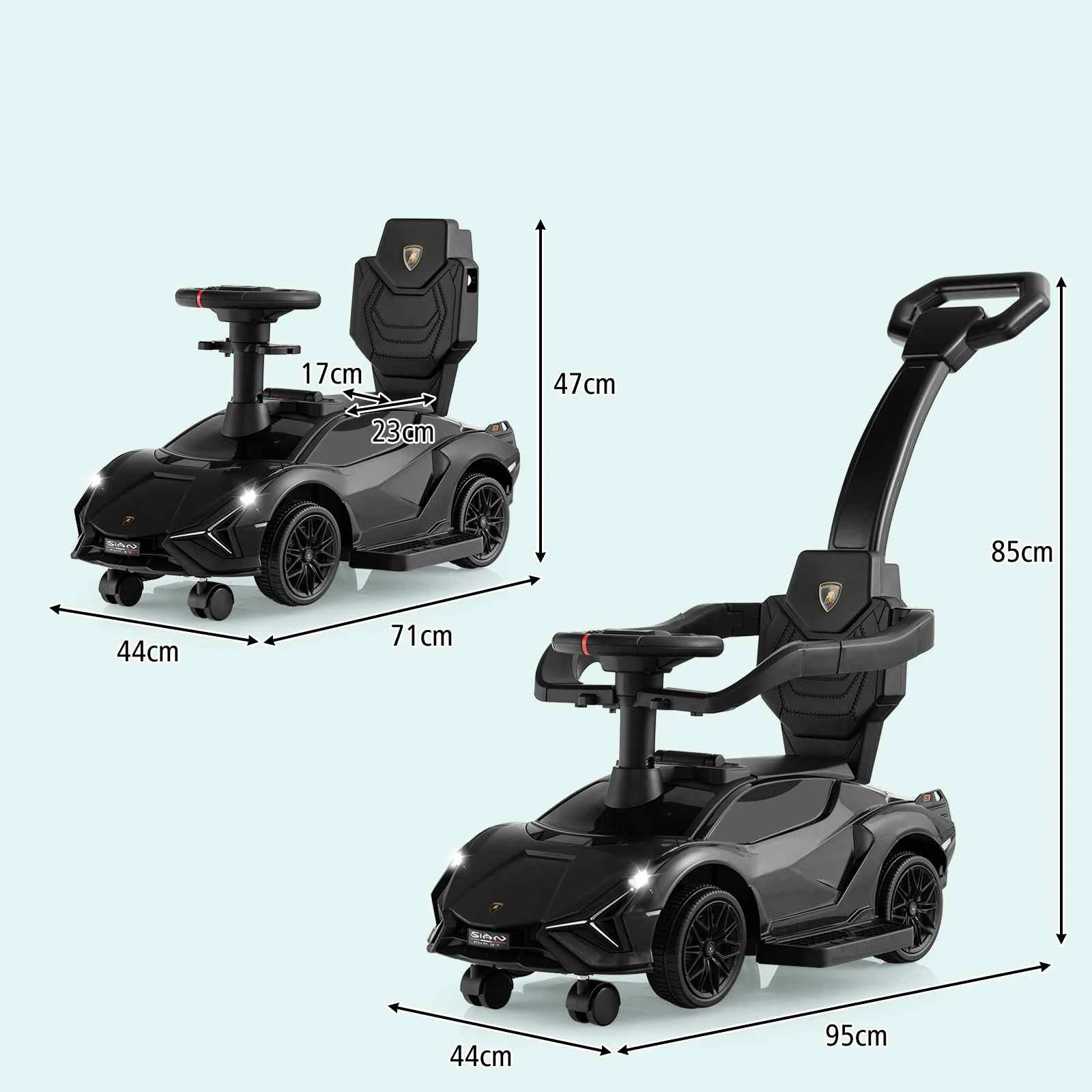 2 Costway 3in1 Ride On Push Car Kid Licensed Lamborghini Sliding Car - Black, 2 of 2