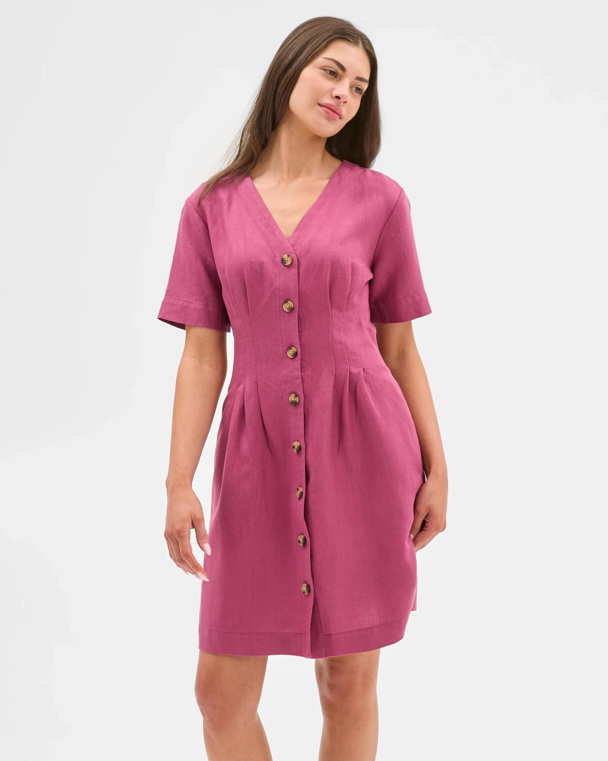 2 Target Petites Pintuck Waist Mini Dress DAMSON, 2 of 6